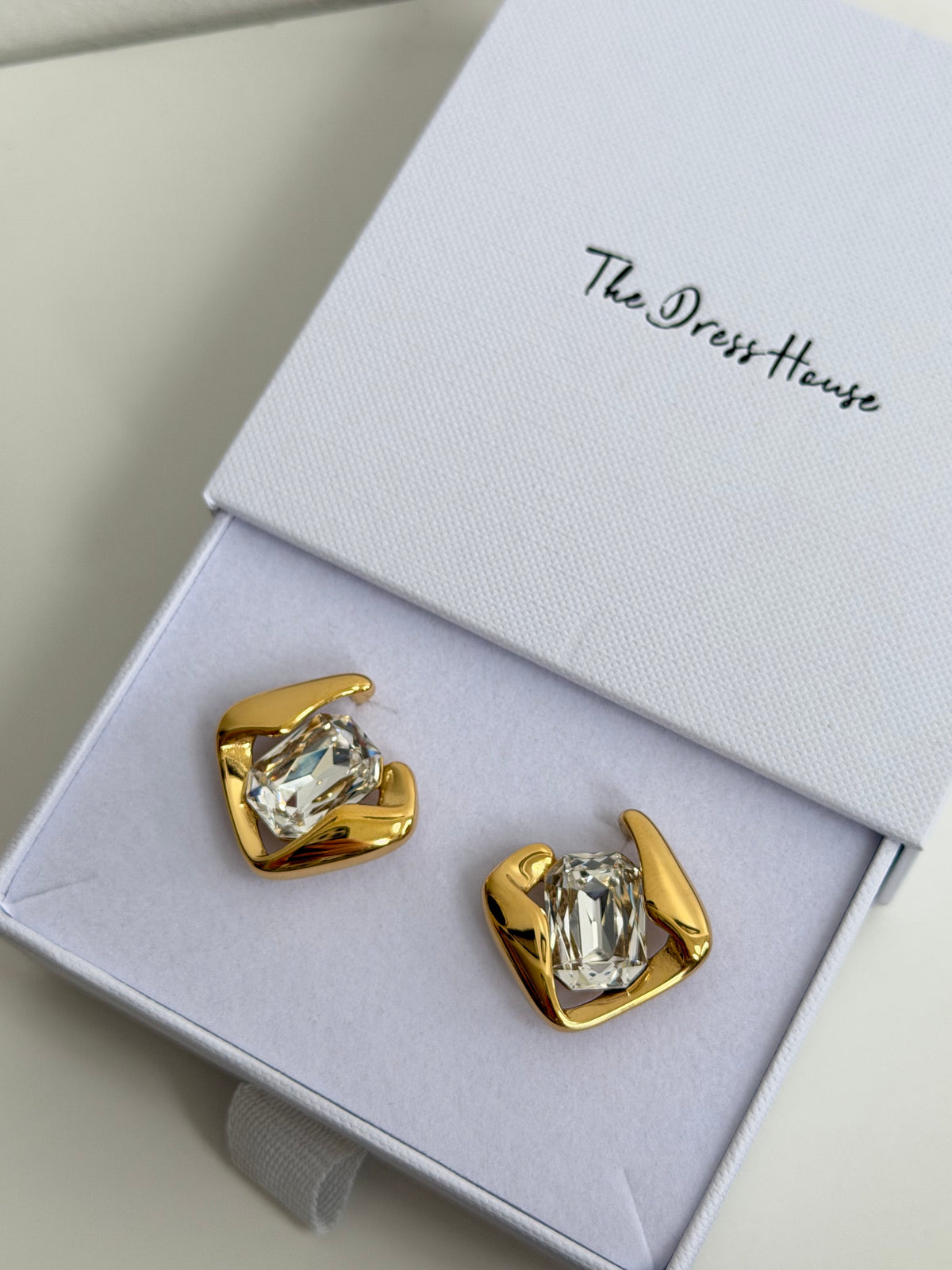 Kalinda - Gold Diamonté Abstract Stud Earring