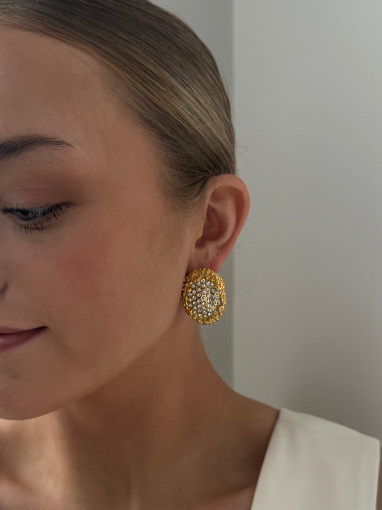 Lauren - Gold Diamanté Statement Earring