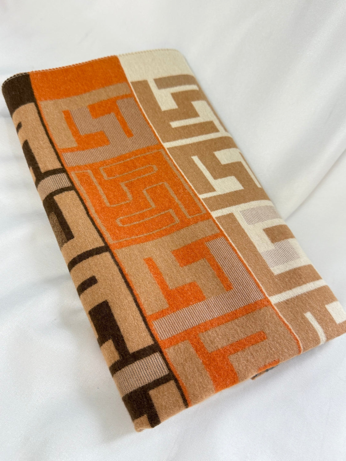 Luxury Brown Tan Orange Scarf