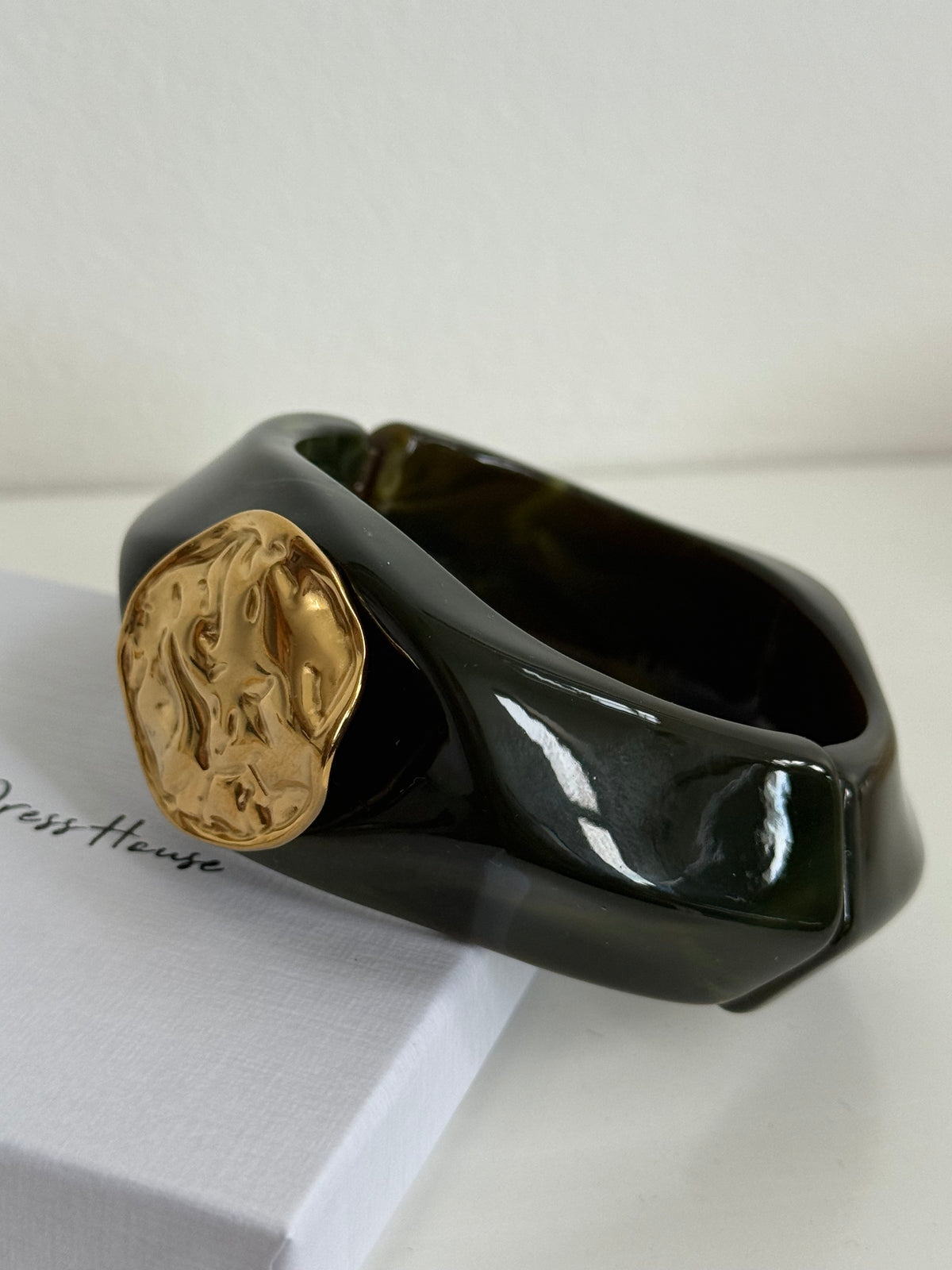 Emily - Olive Green Gold Bangle