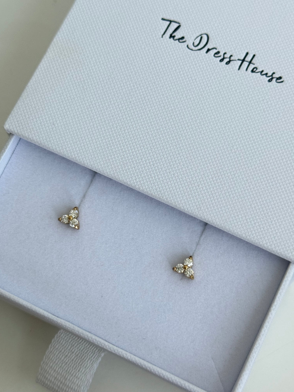 Amber - Triple Clover Gold Stud Earring