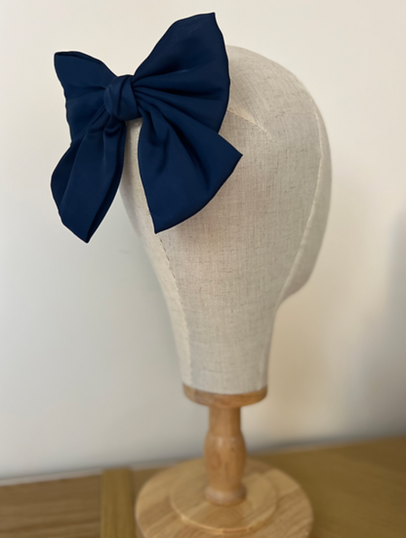 Pippa Navy Satin Bow
