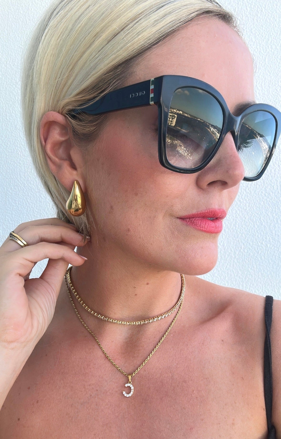Maria gold large dome earrings 