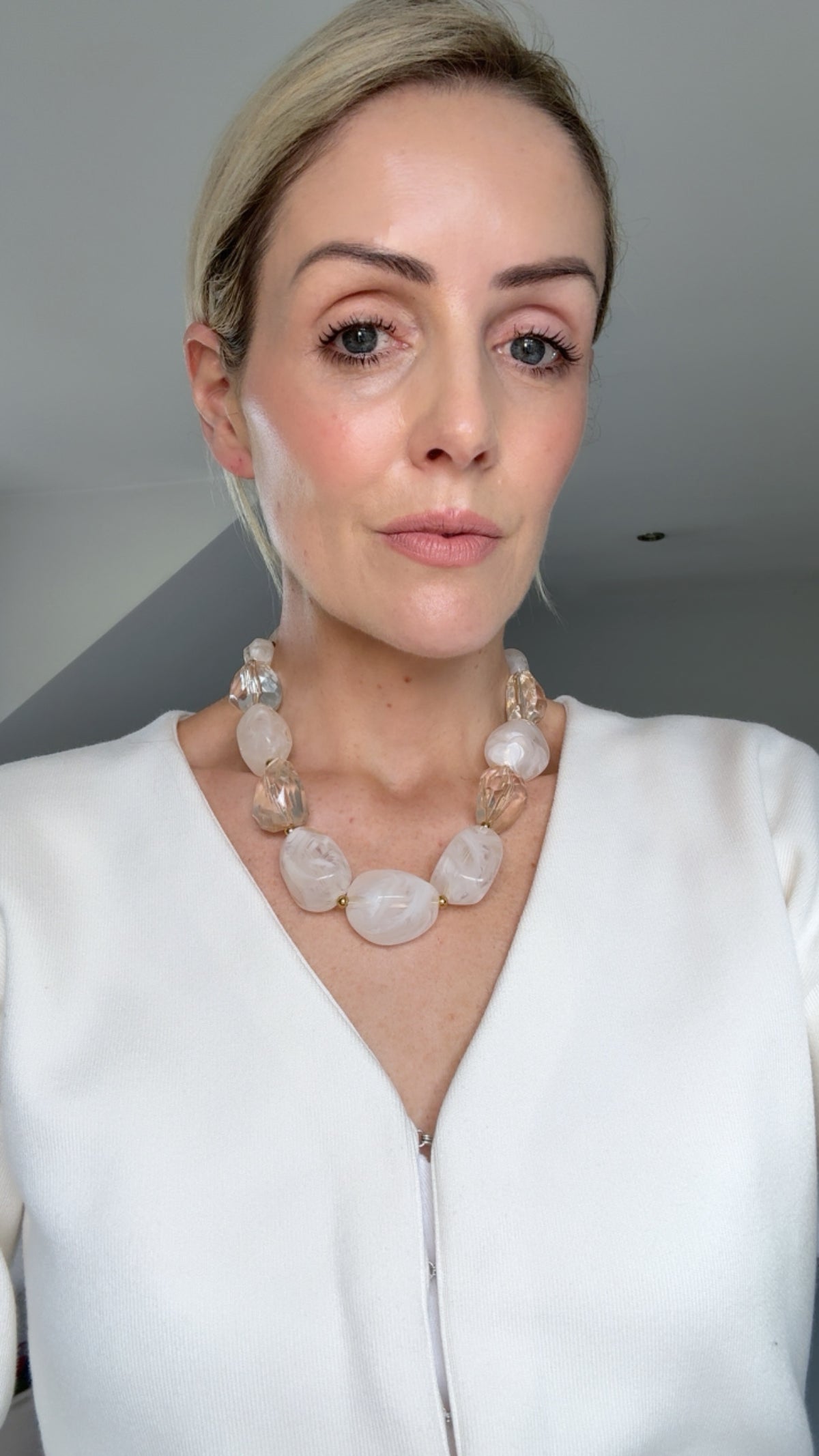 Arianna - Gold Cream Bead Necklace