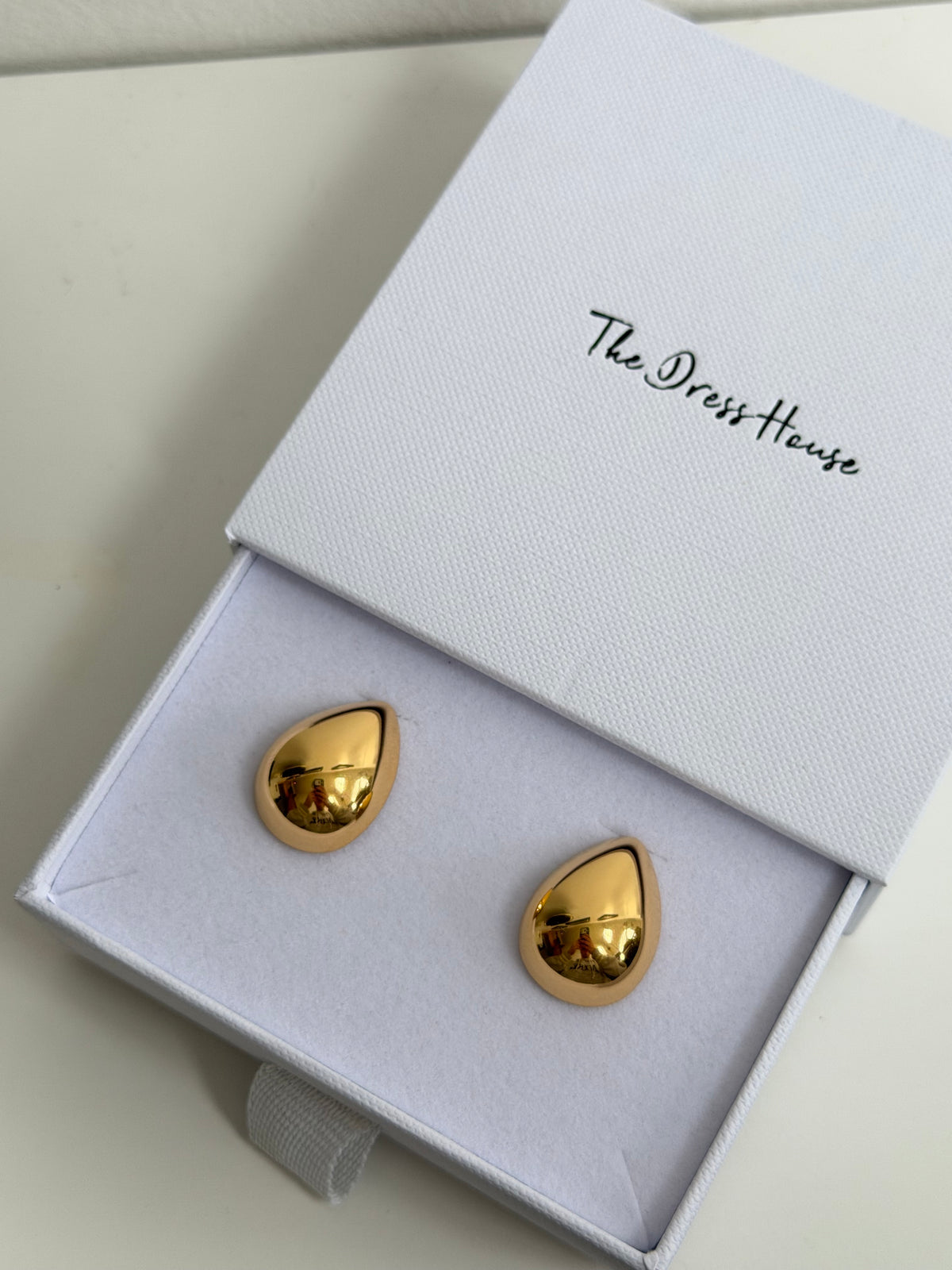 Selene - Gold Statement Teardrop Dome Earring