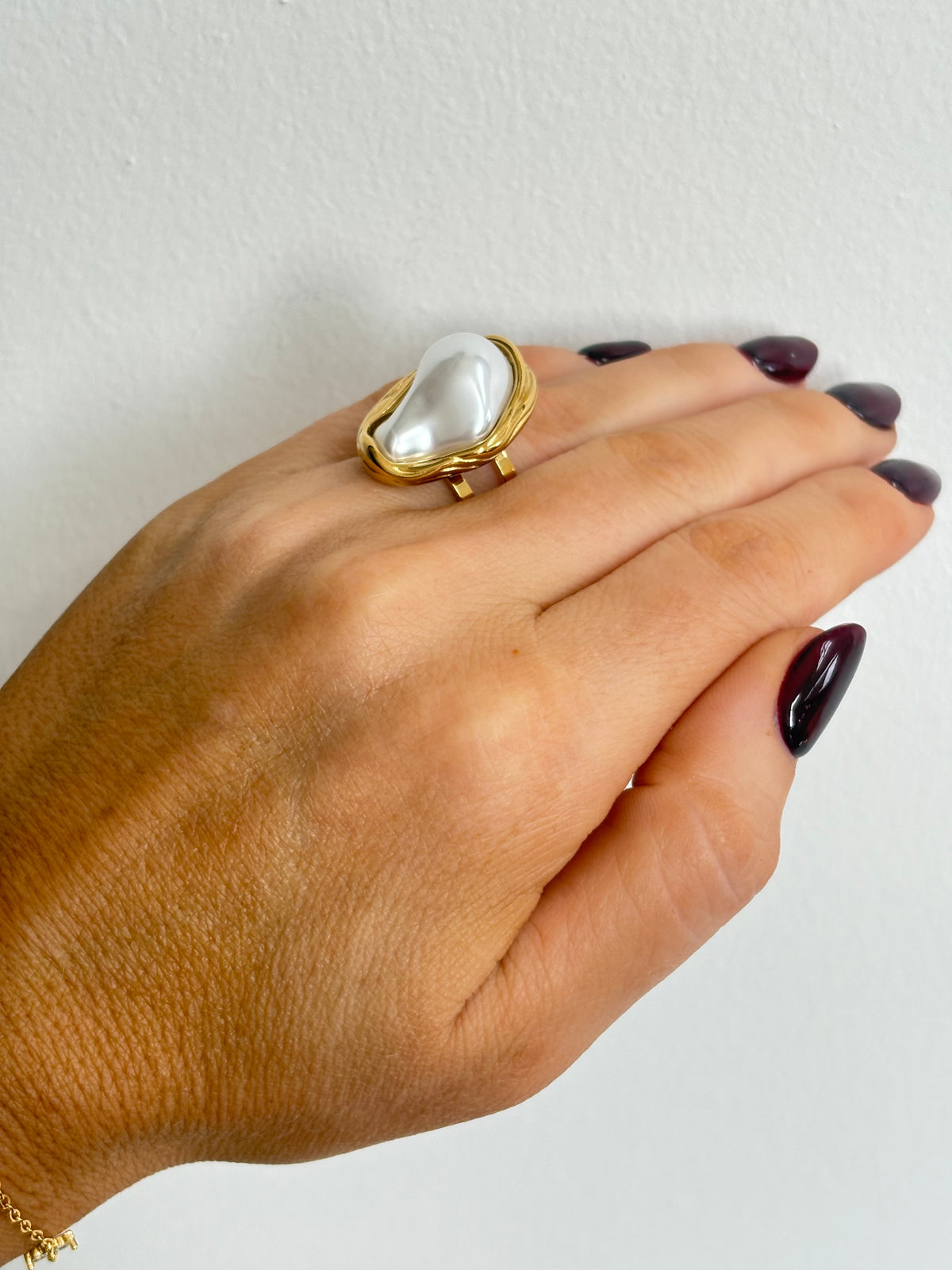 May - Pearl Adjustable Gold Ring
