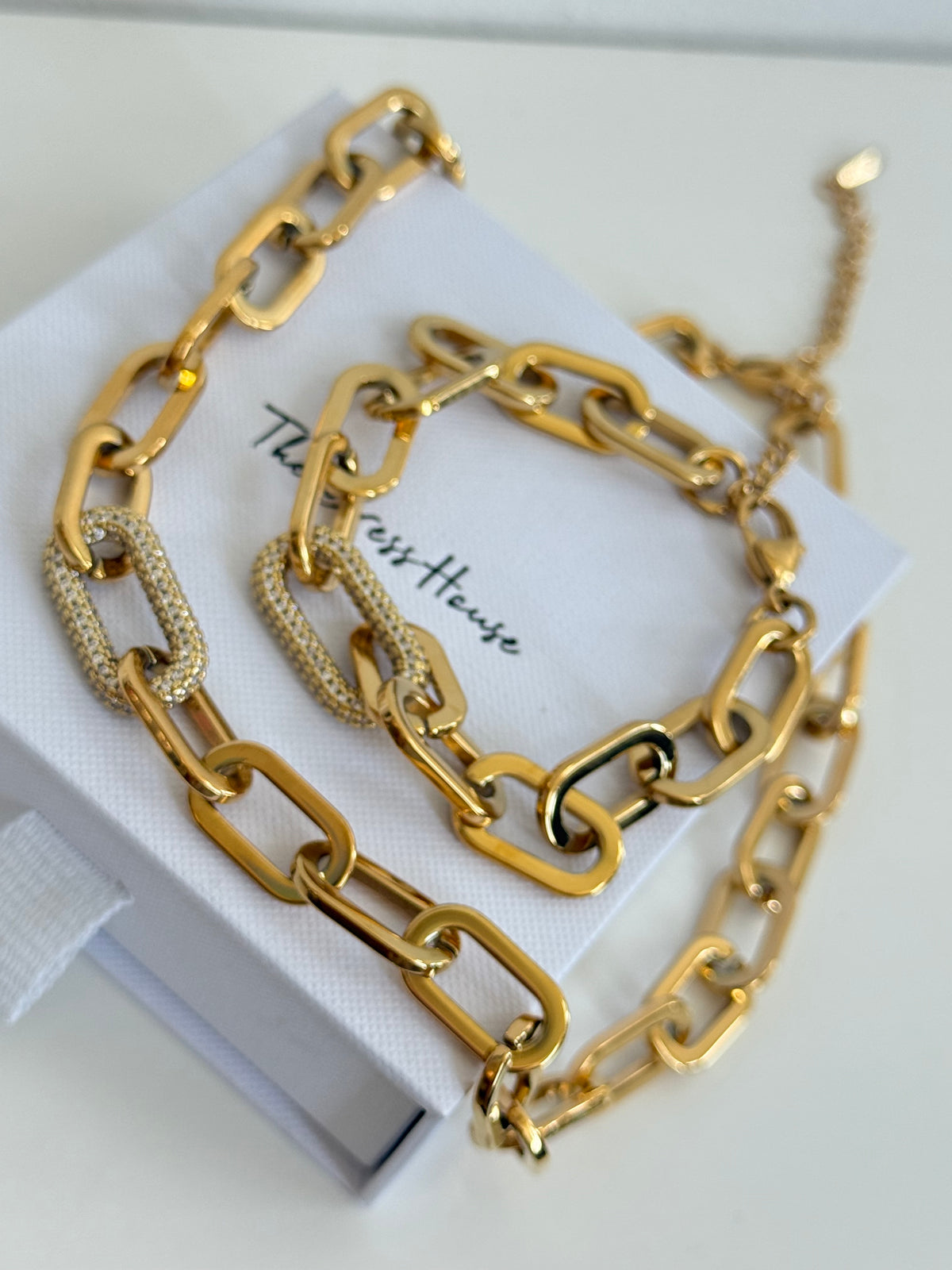 Candice - Gold Link Bracelet Necklace Set