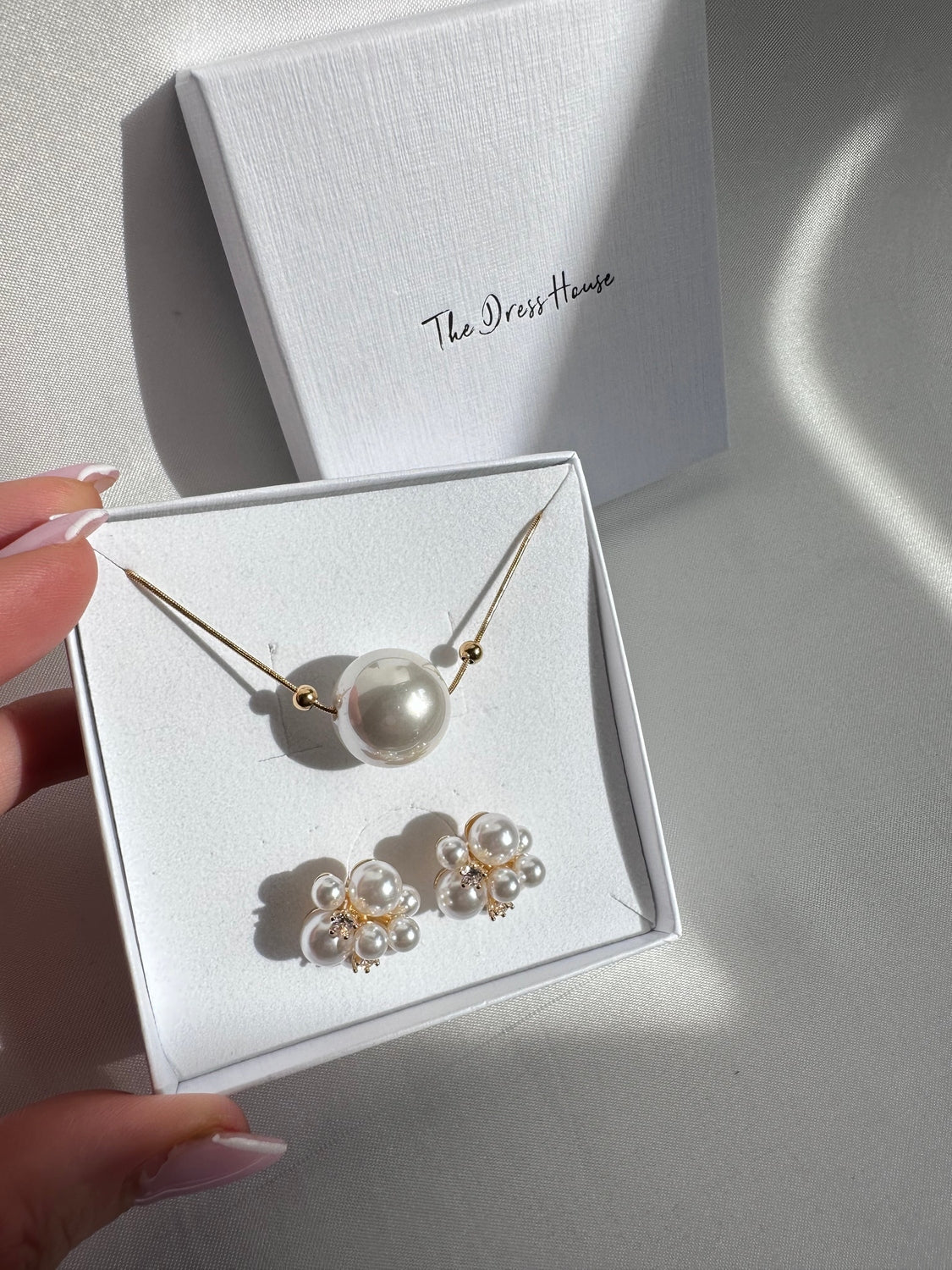 Jill Carly - Gold Pearl Necklace Earring Set