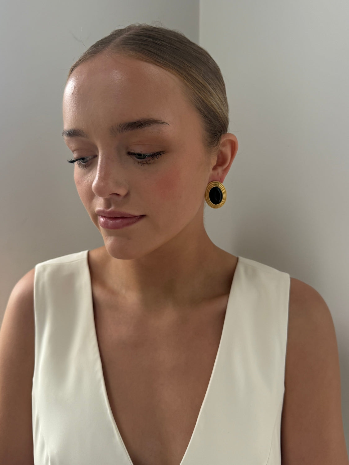 Allie - Black Gold Statement Stud Earring