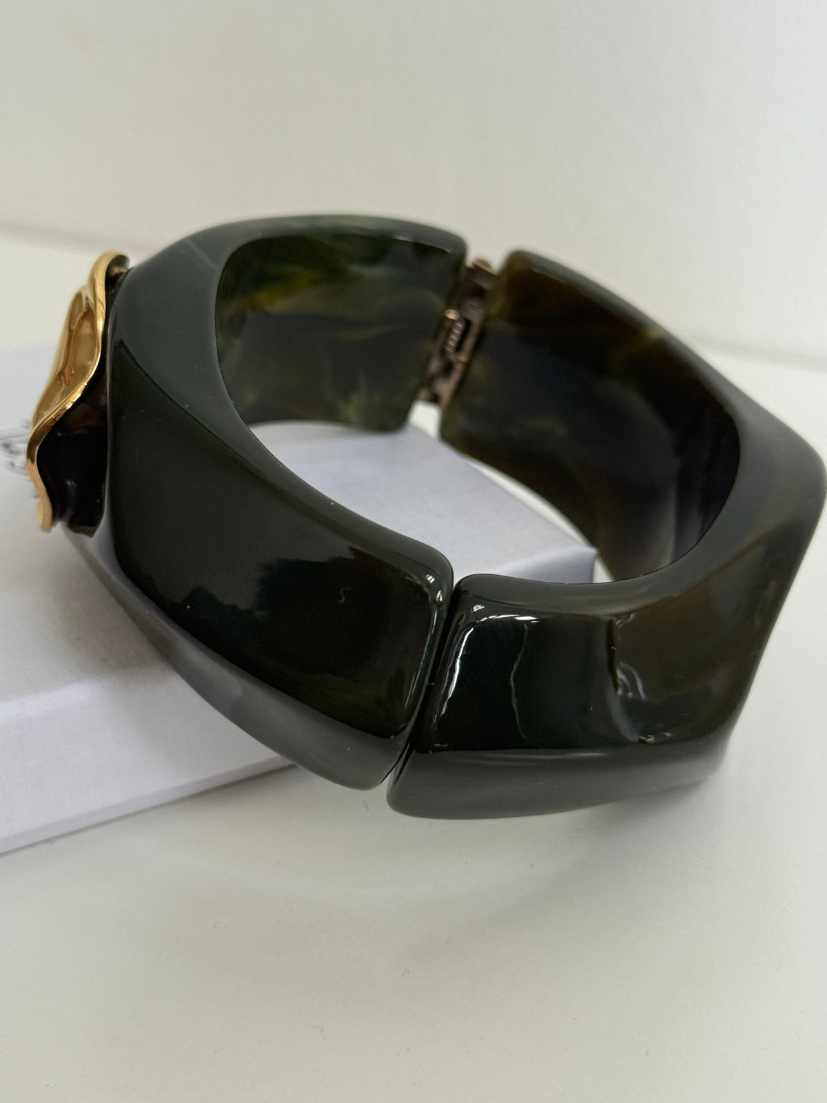 Emily - Olive Green Gold Bangle