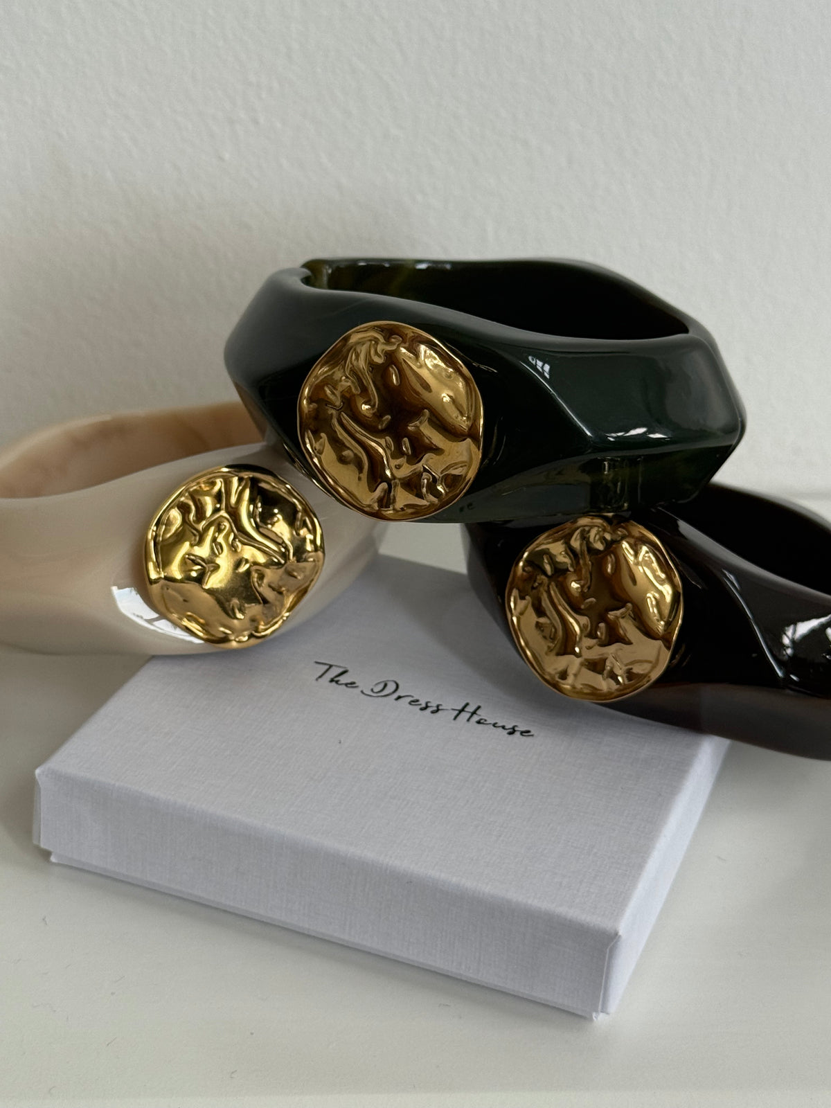 Emily - Gold Cream Bangle