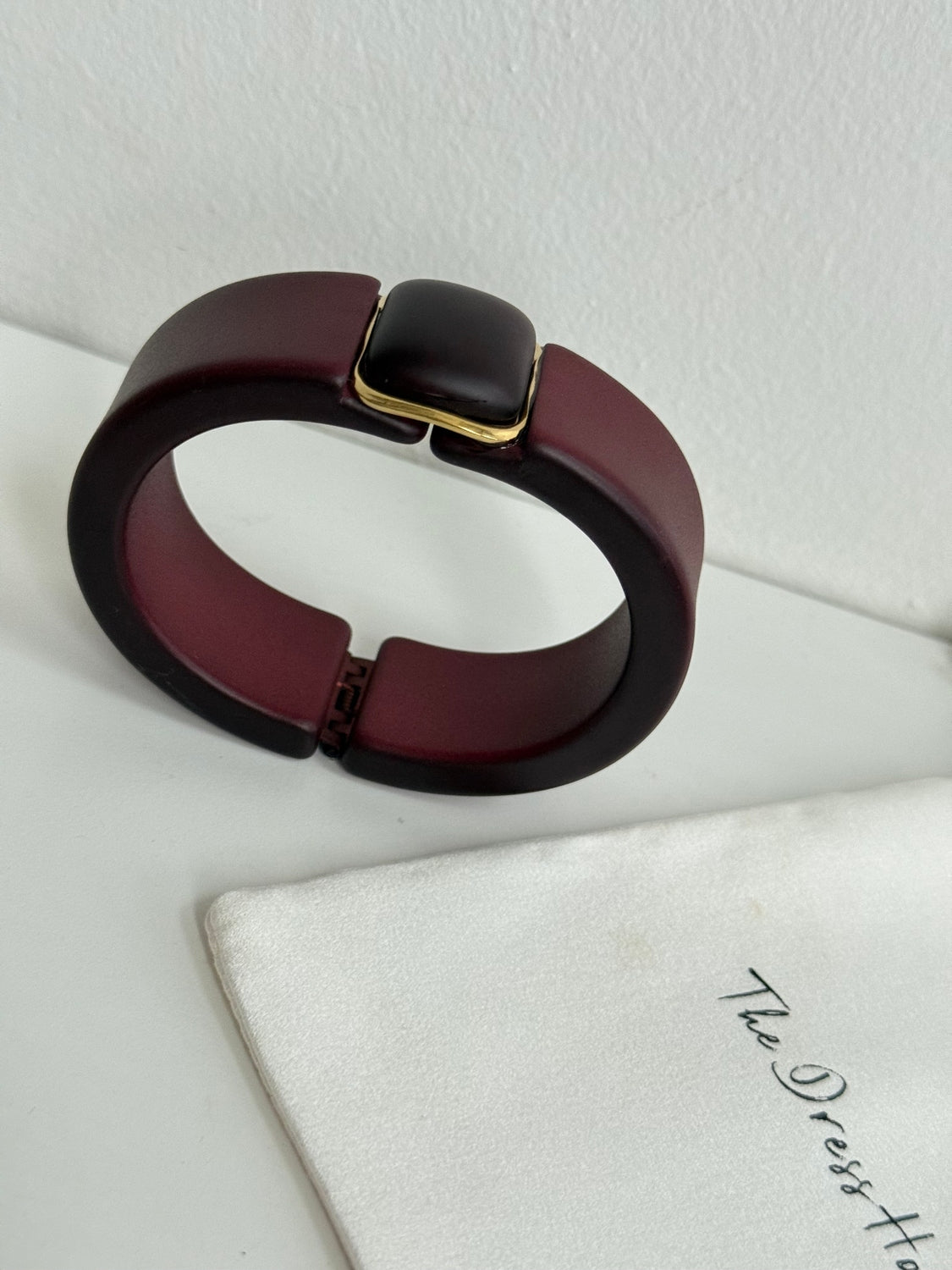 Celine - Burgundy Gold Bangle Bracelet