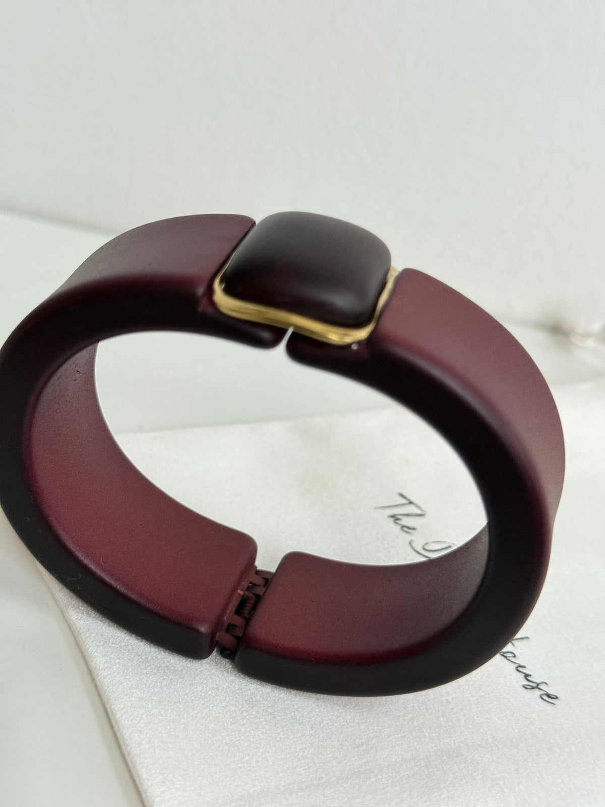 Celine - Burgundy Gold Bangle Bracelet