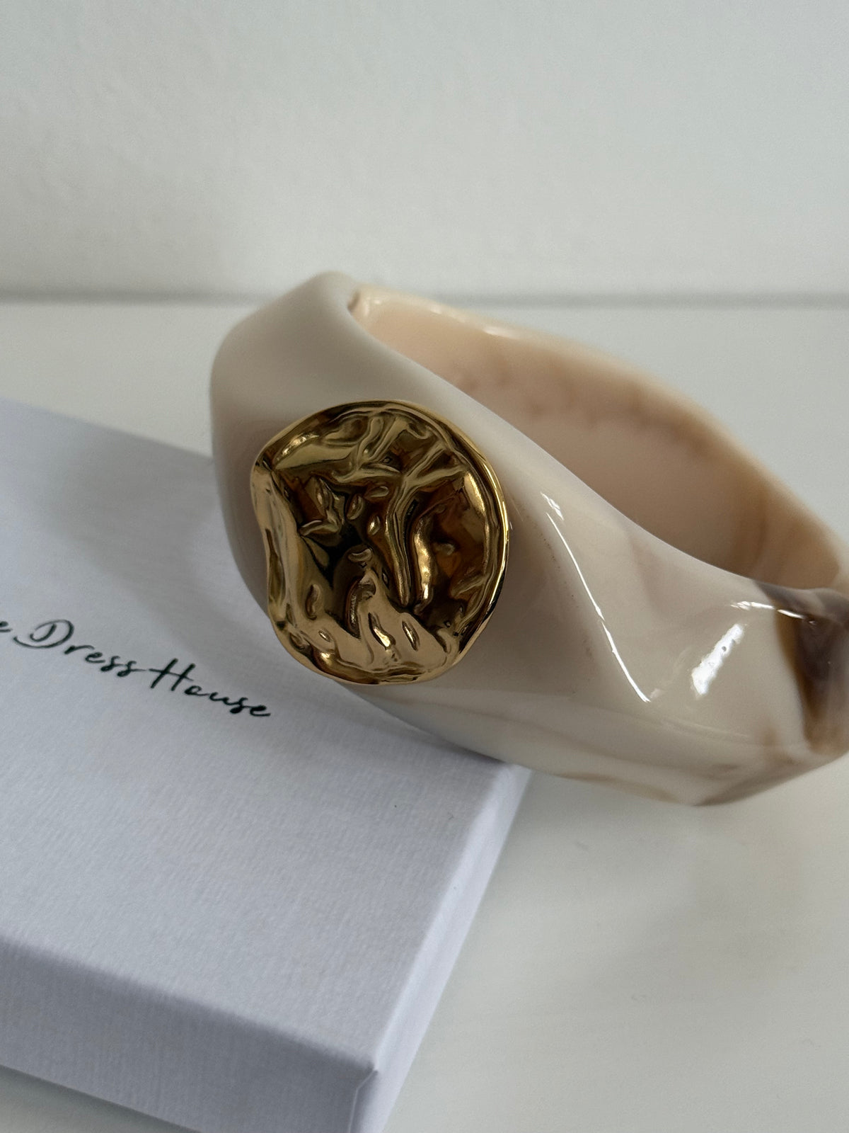 Emily - Gold Cream Bangle