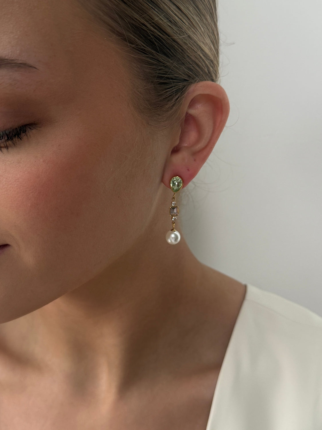 Cecilia - Gold Pink Green Earring