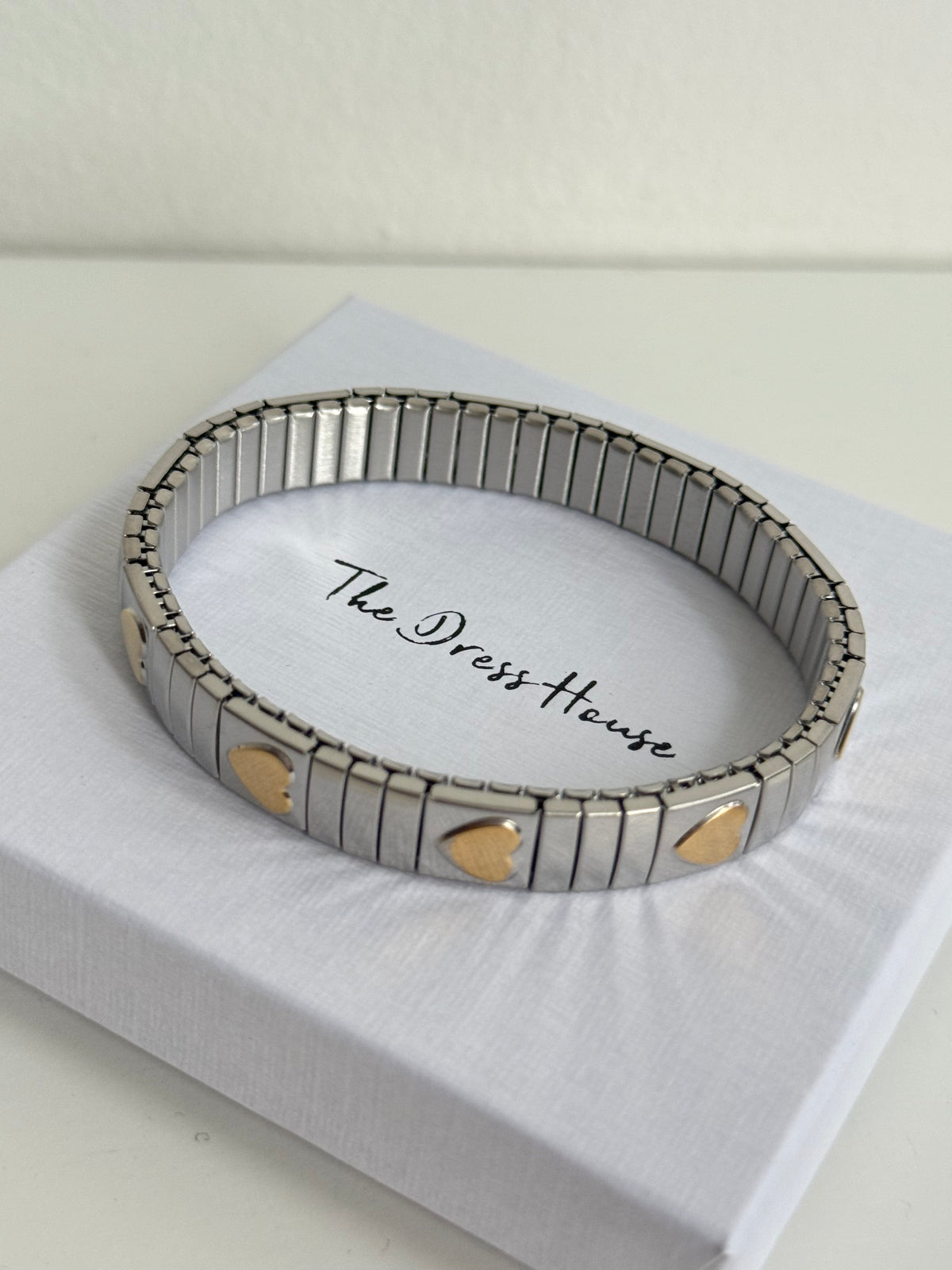 Roxie - Two Tone Heart Gold Silver Bangle Bracelet