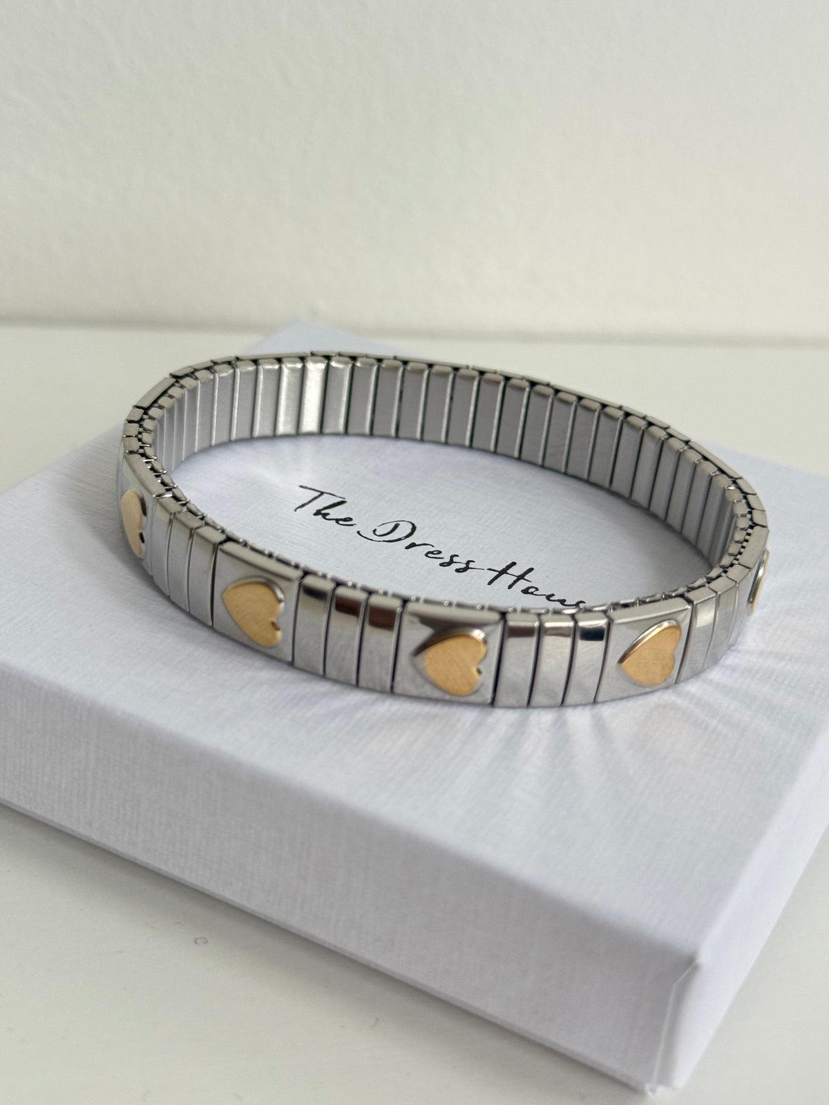 Roxie - Two Tone Heart Gold Silver Bangle Bracelet