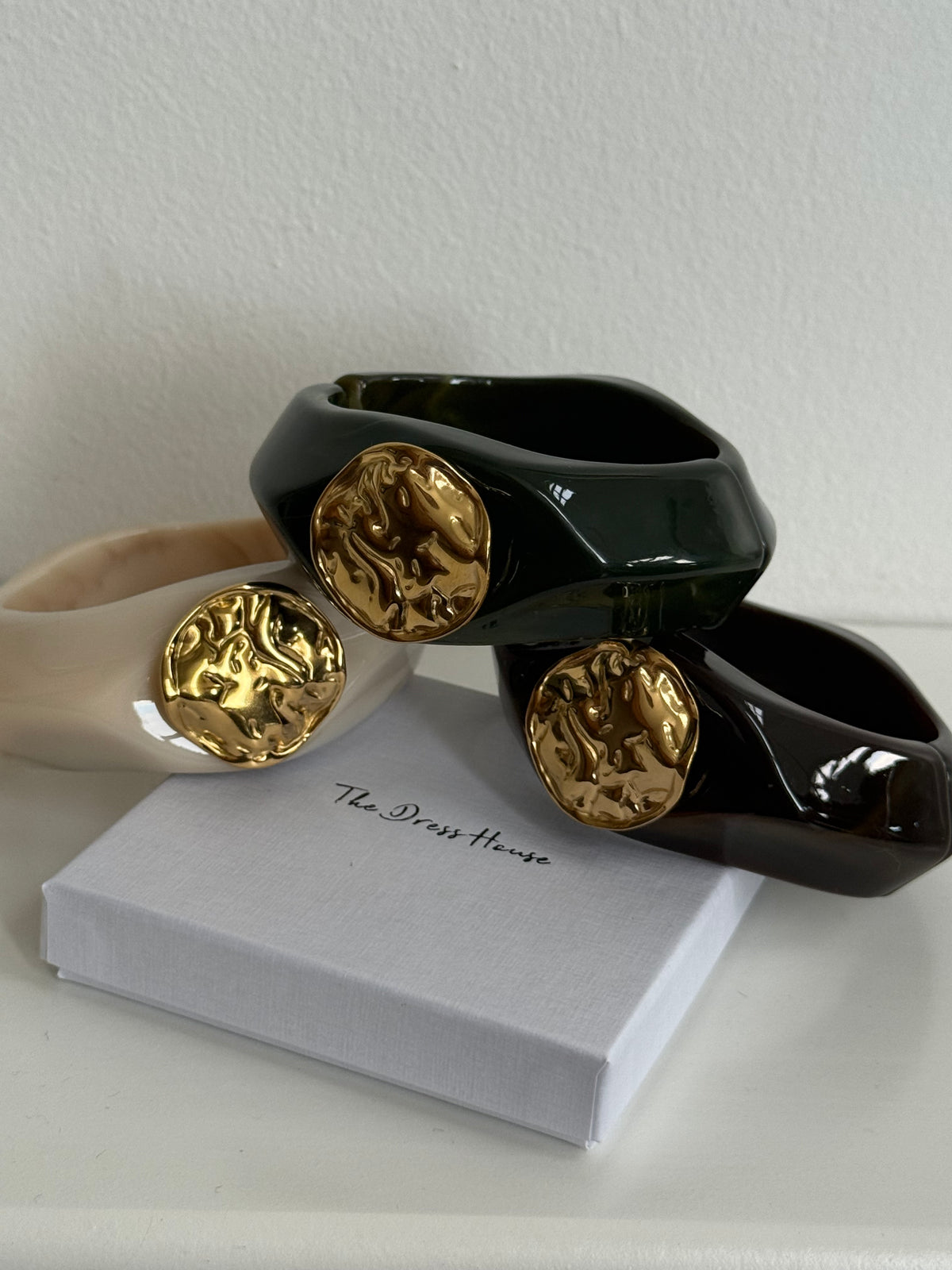 Emily - Olive Green Gold Bangle