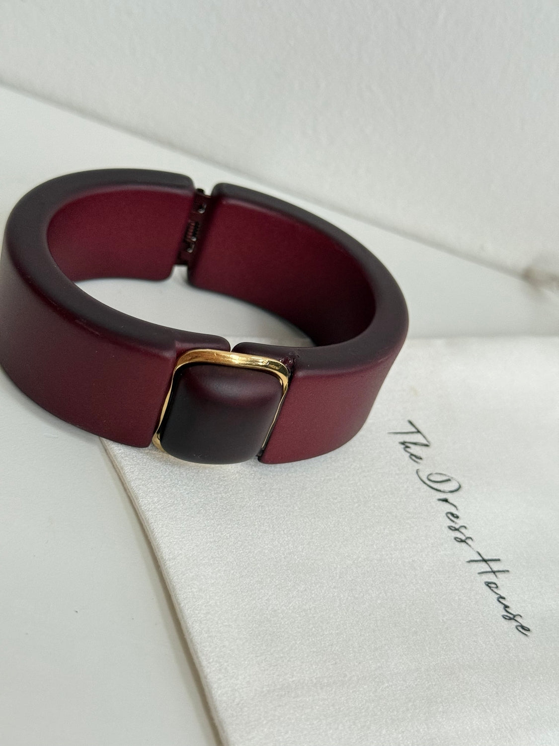 Celine - Burgundy Gold Bangle Bracelet