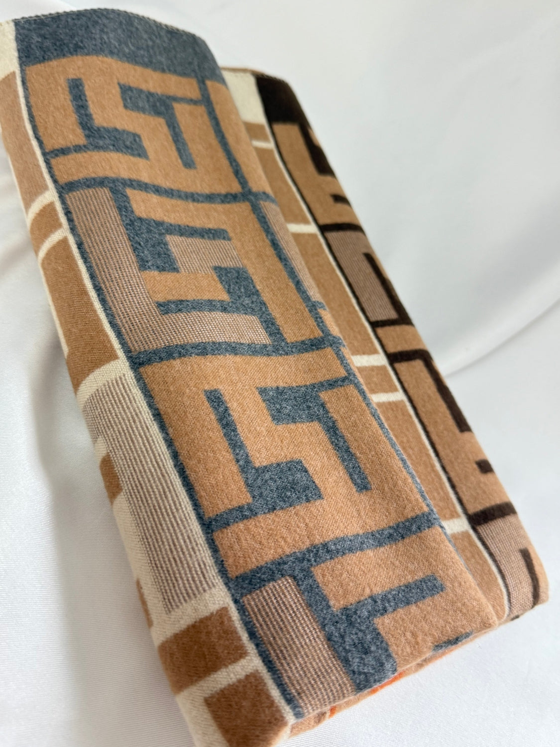 Luxury Brown Tan Orange Scarf