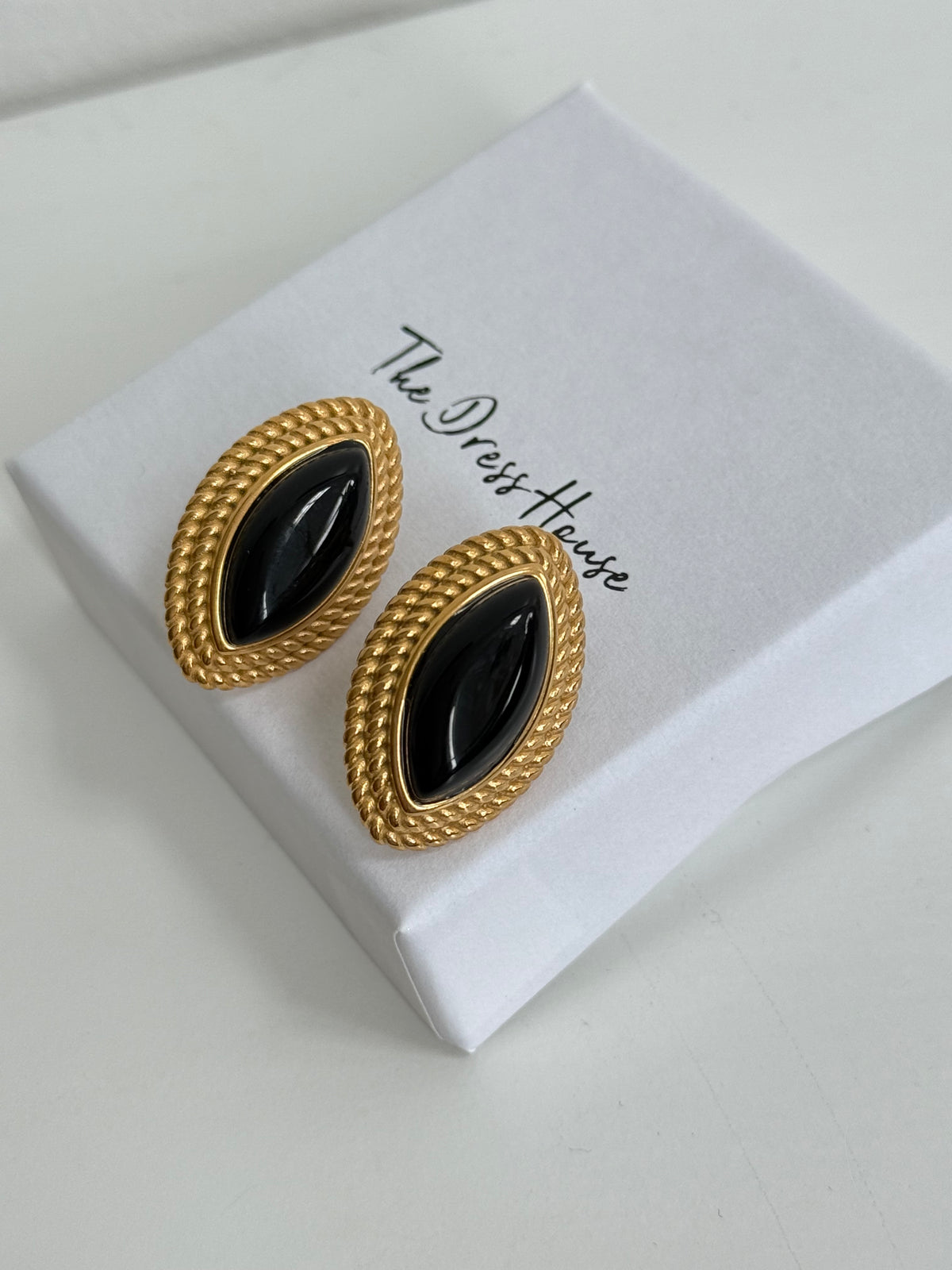 Liz - Black Gold Statement Earring
