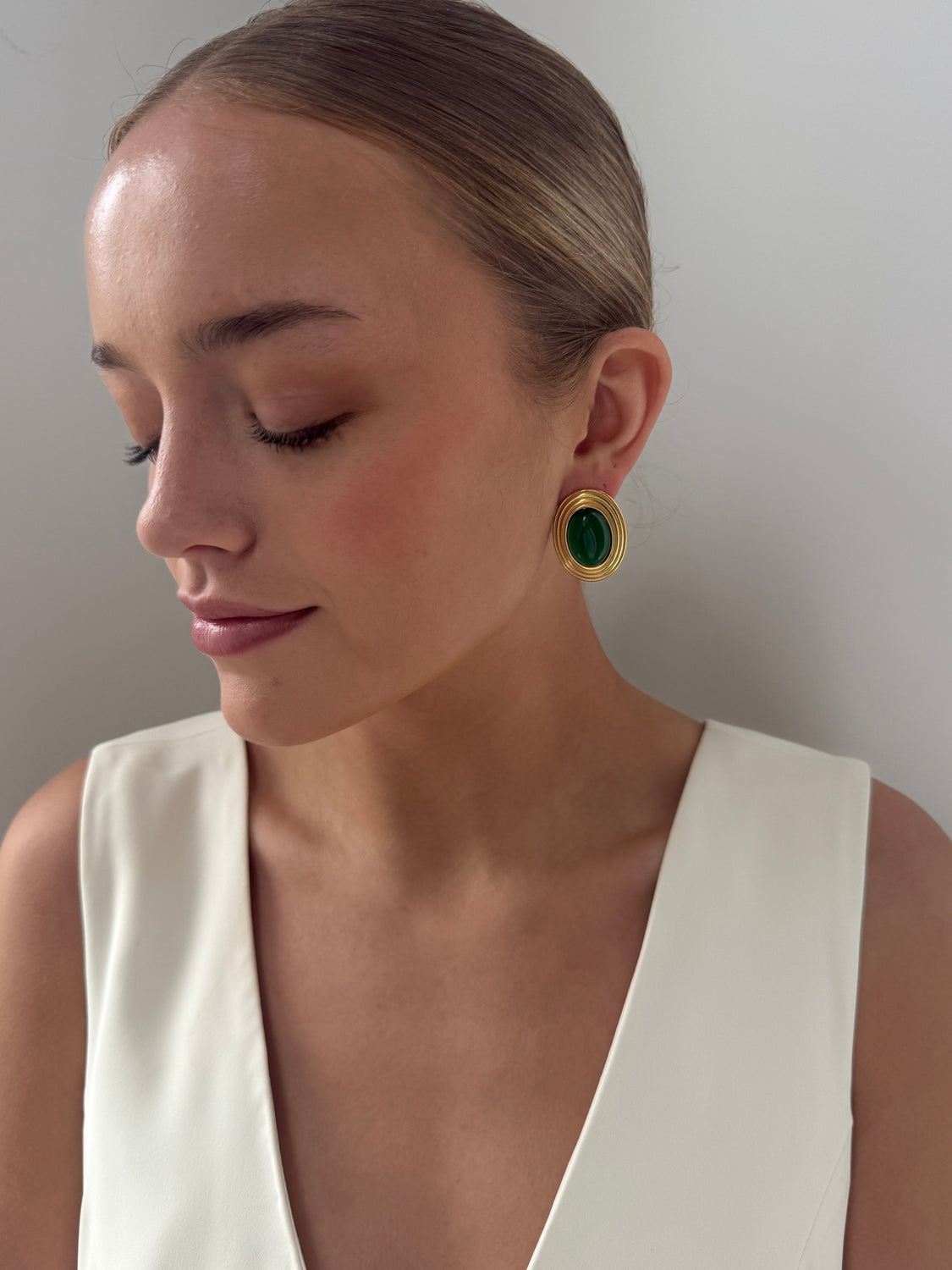 Allie - Green Gold Statement Earring