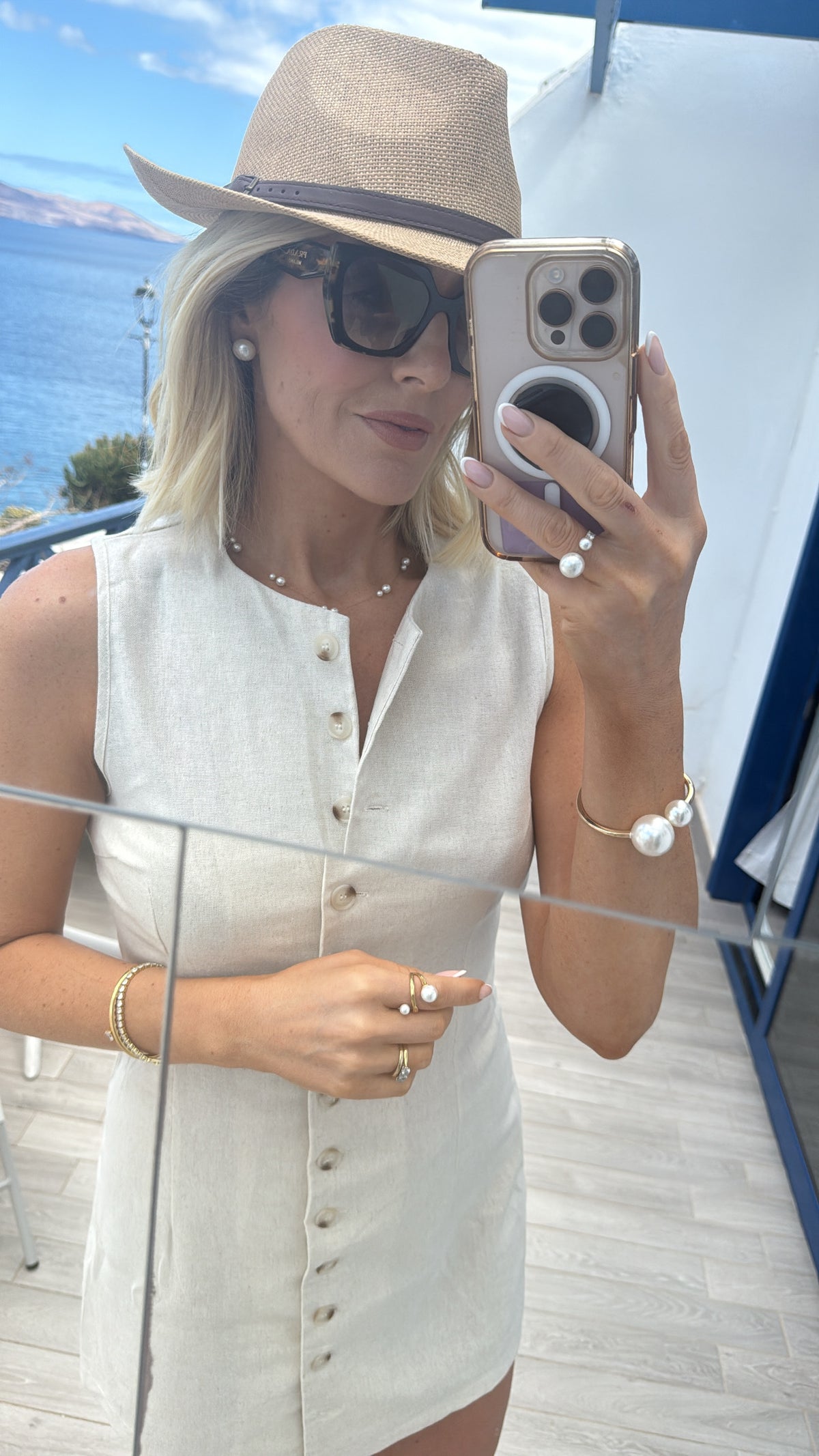 Kim - Gold Adjustable Pearl Ring