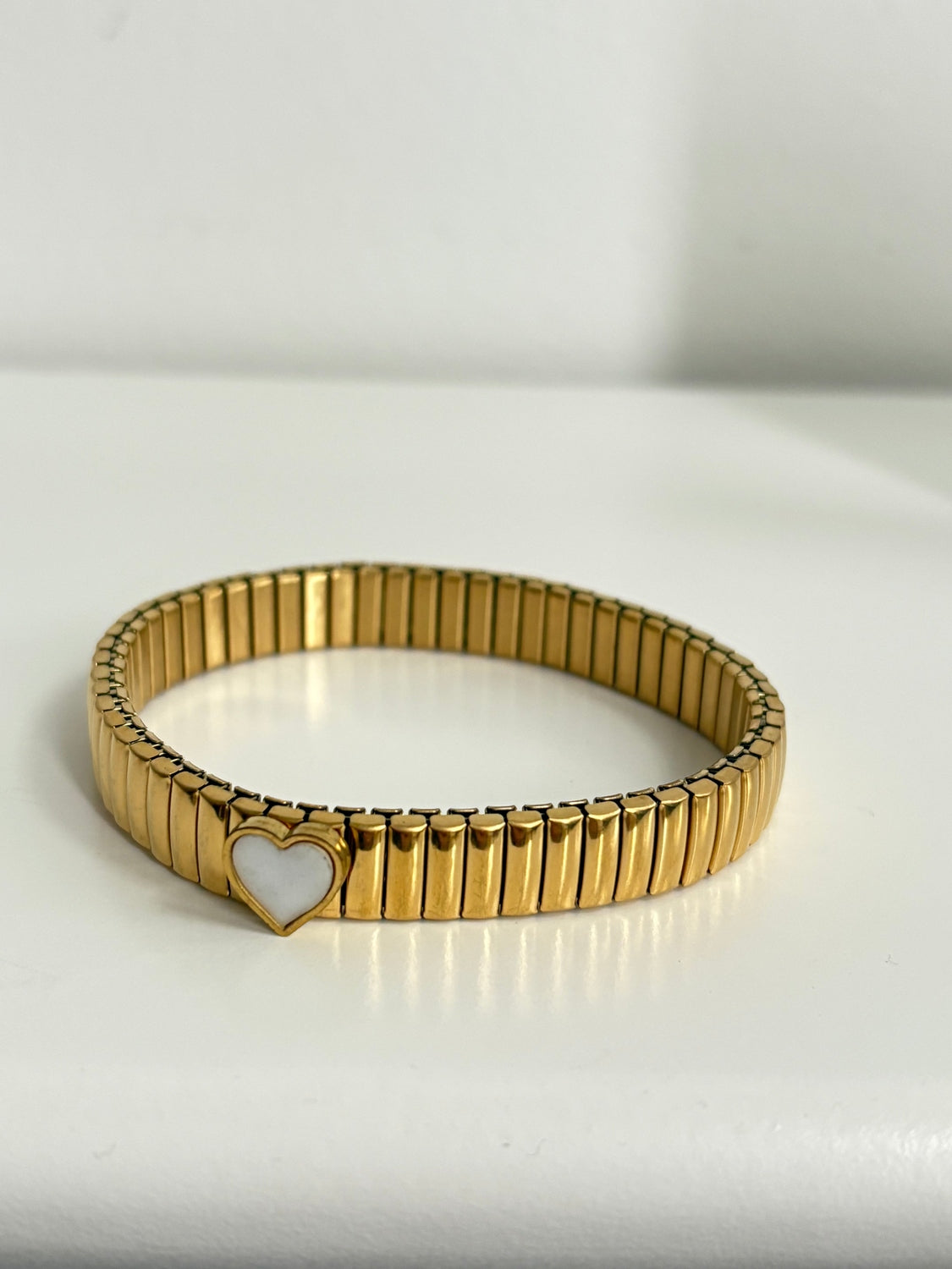 Maya - Gold White Heart Bangle