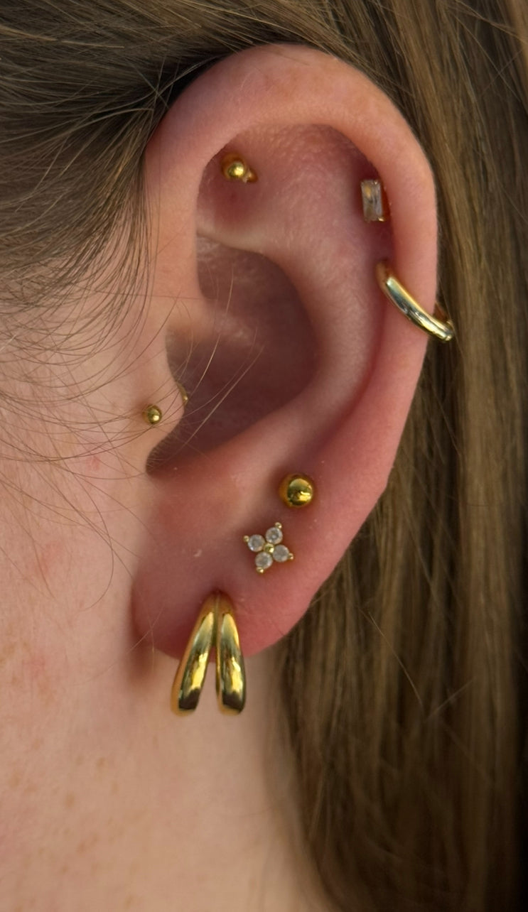 Stacking Gold Jen Earring Hoop Stud Set