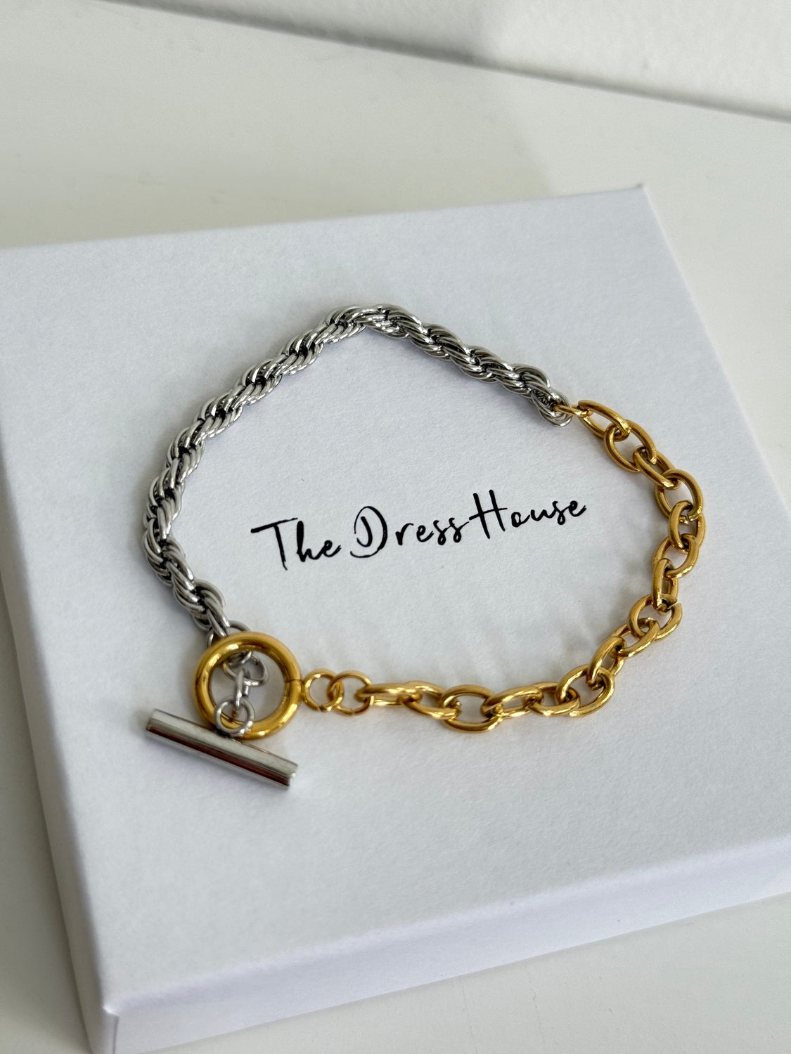 Elizabeth- Gold Silver Bracelet TBar