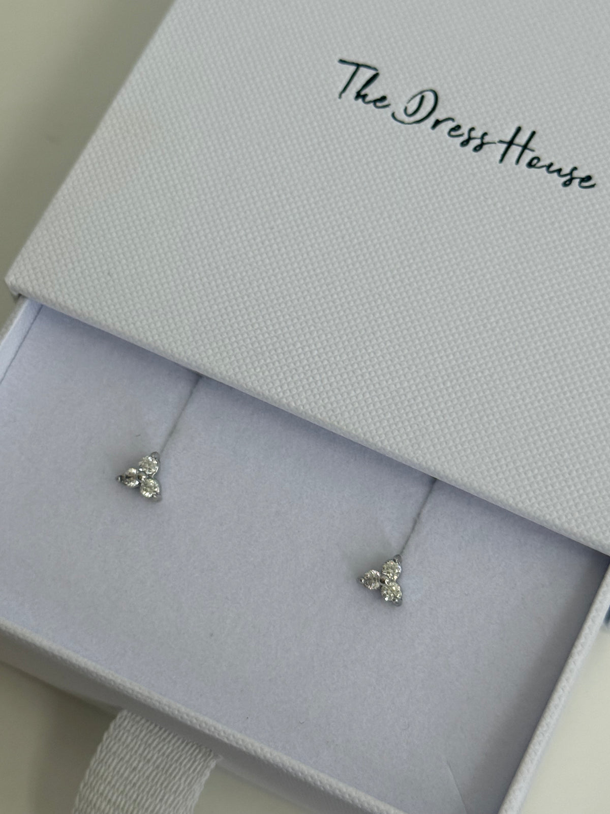 Amber - Triple Clover Silver Stud Earring