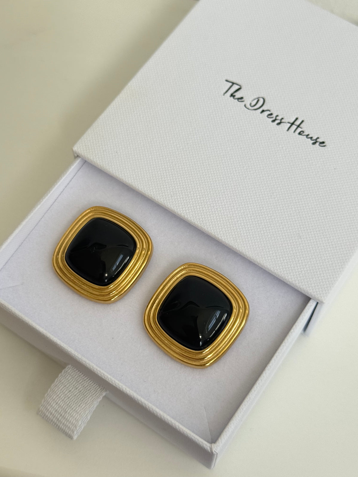 Blossom - Gold Black Earring