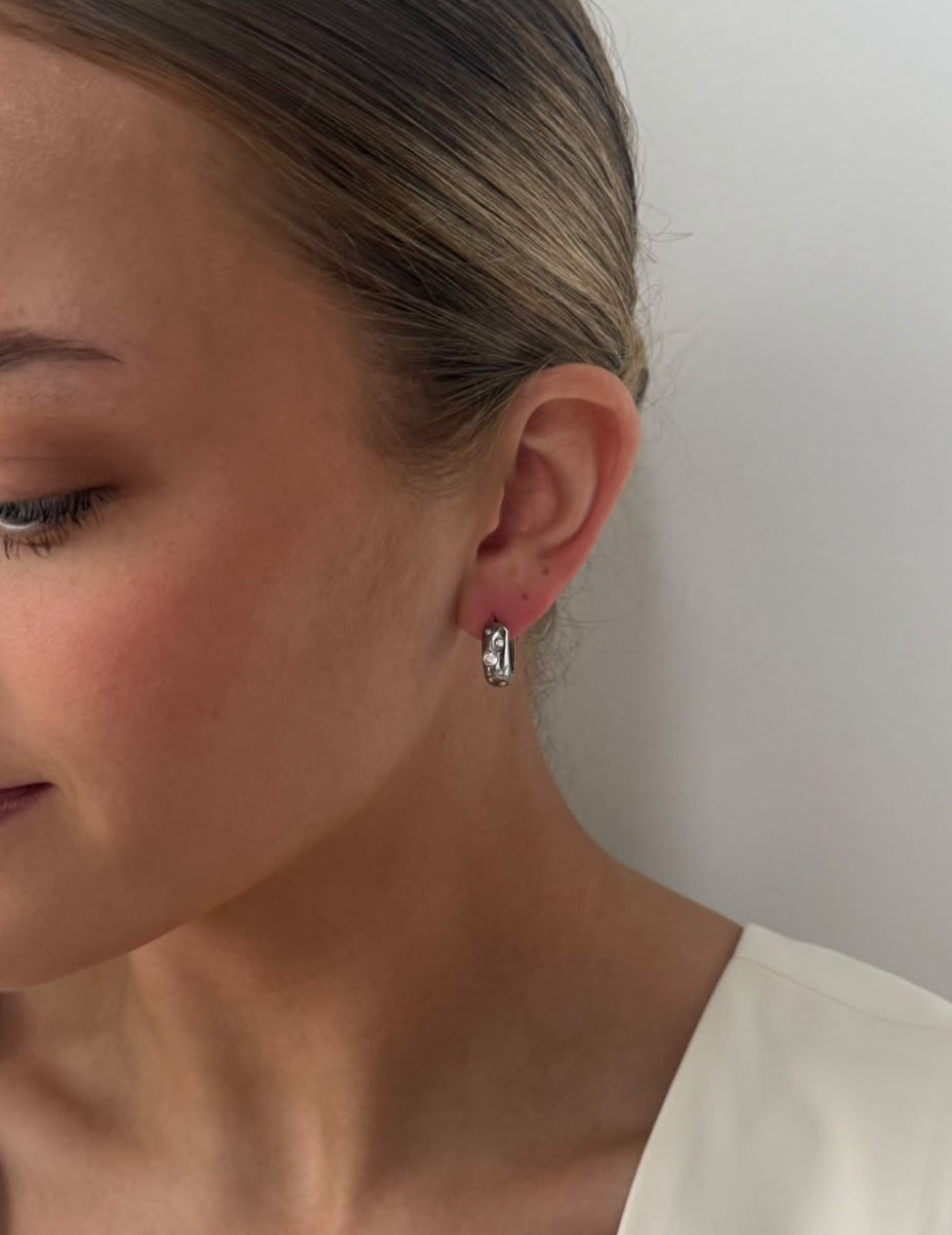 Courtney - Silver Huggie Hoop Earring