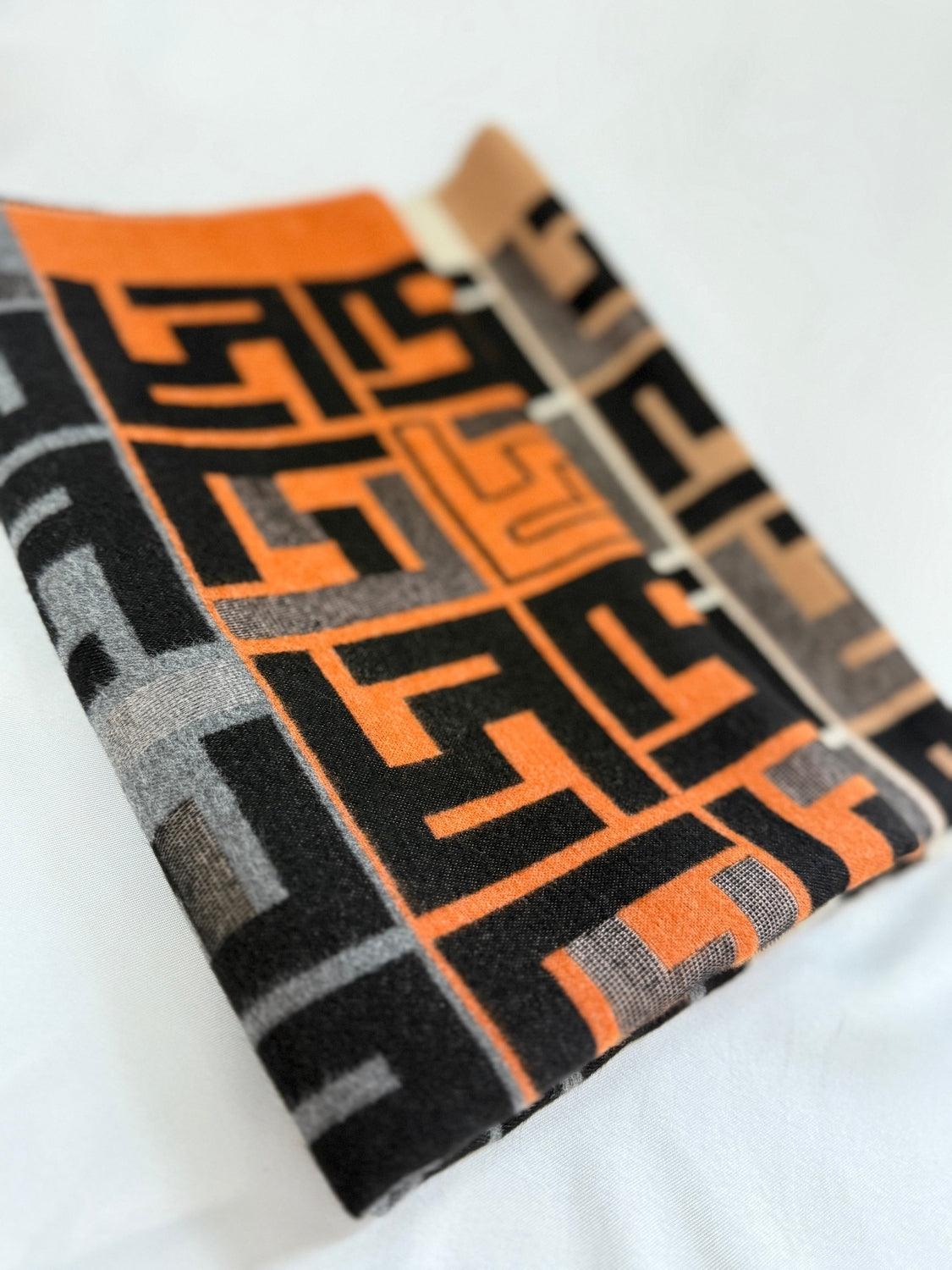 Luxury Orange Black Brown Scarf