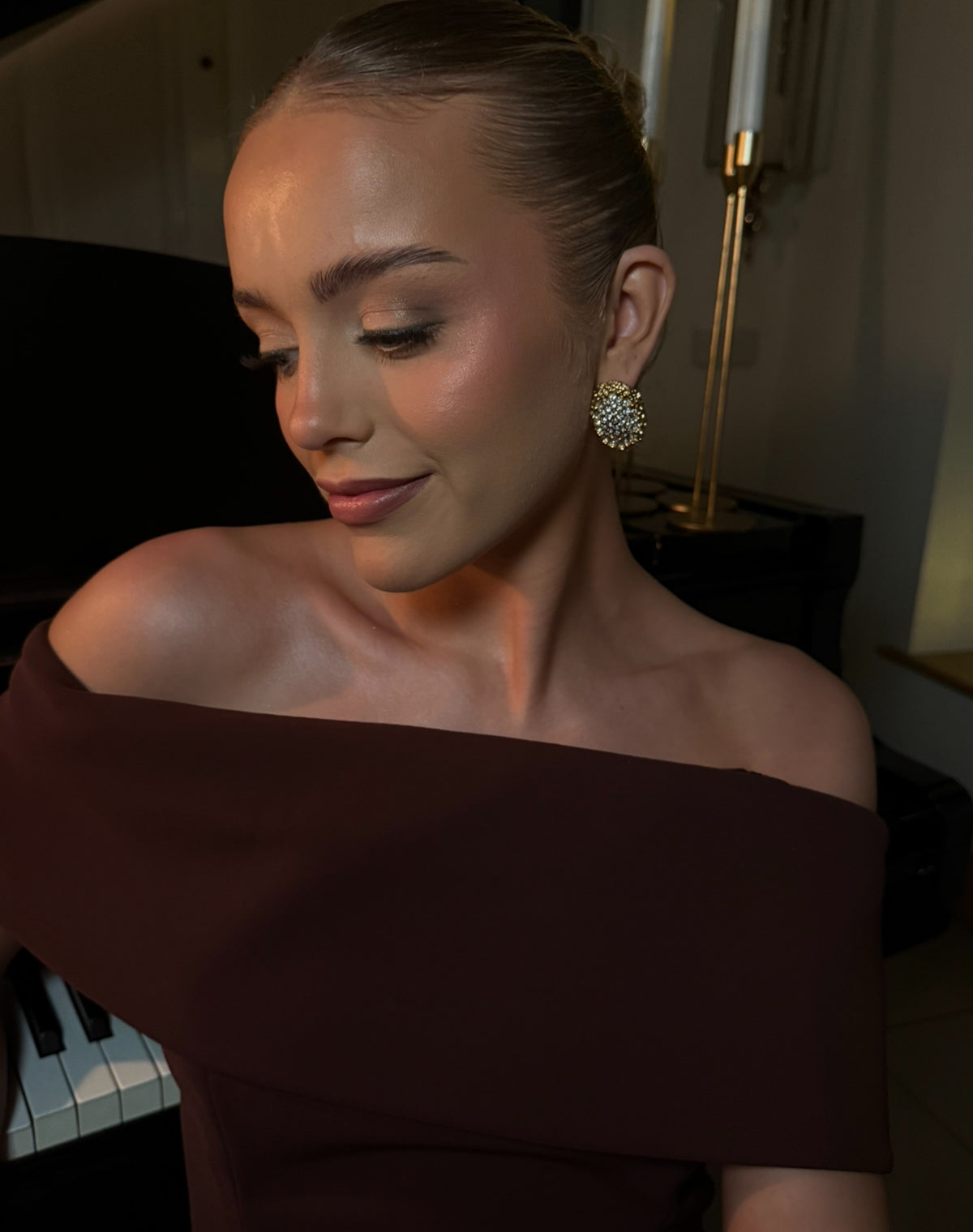 Lauren - Gold Diamonte Statement Earring