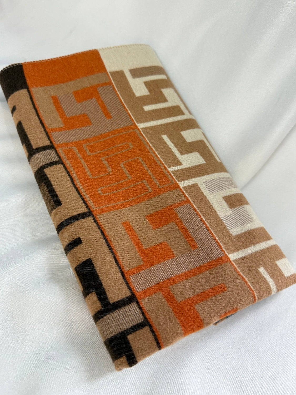 Luxury Brown Tan Orange Scarf