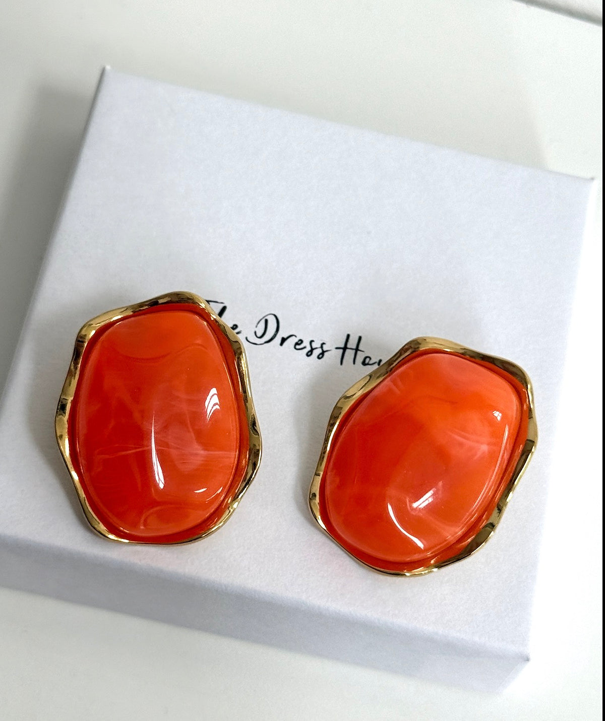 Matilda - Gold Orange Statement Earring