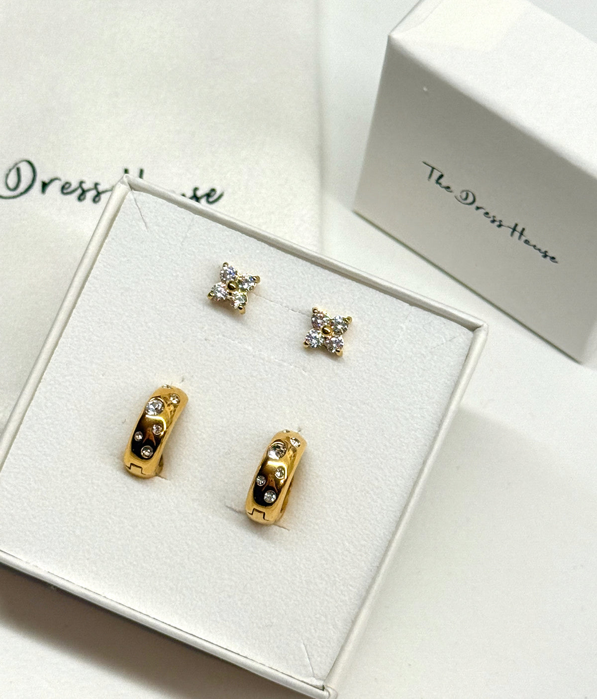 Courtney Hoop & Amber Stud Stacking Gold Earring Set