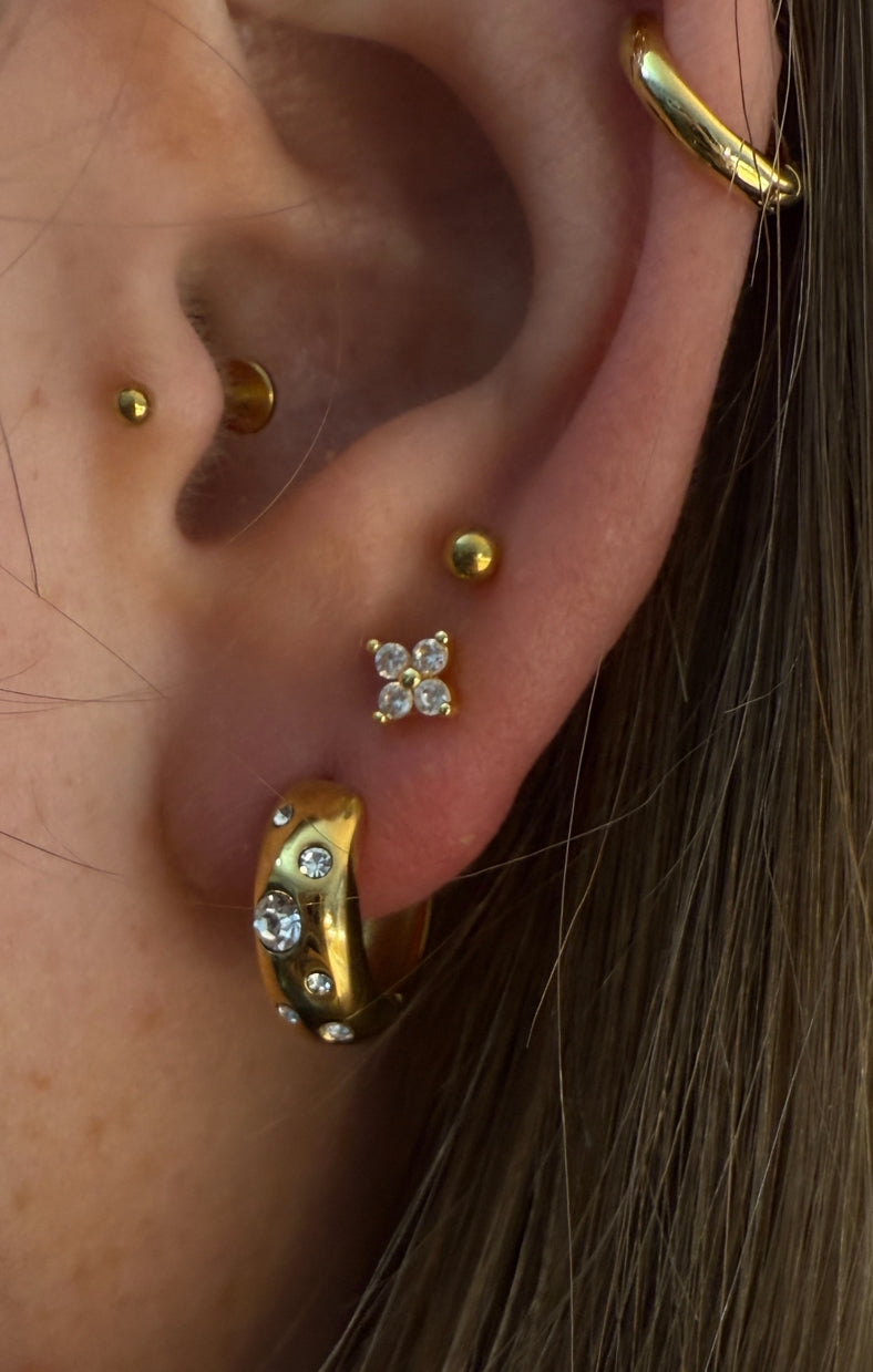 Stacking Courtney Hoop Stud Gold Earring Set