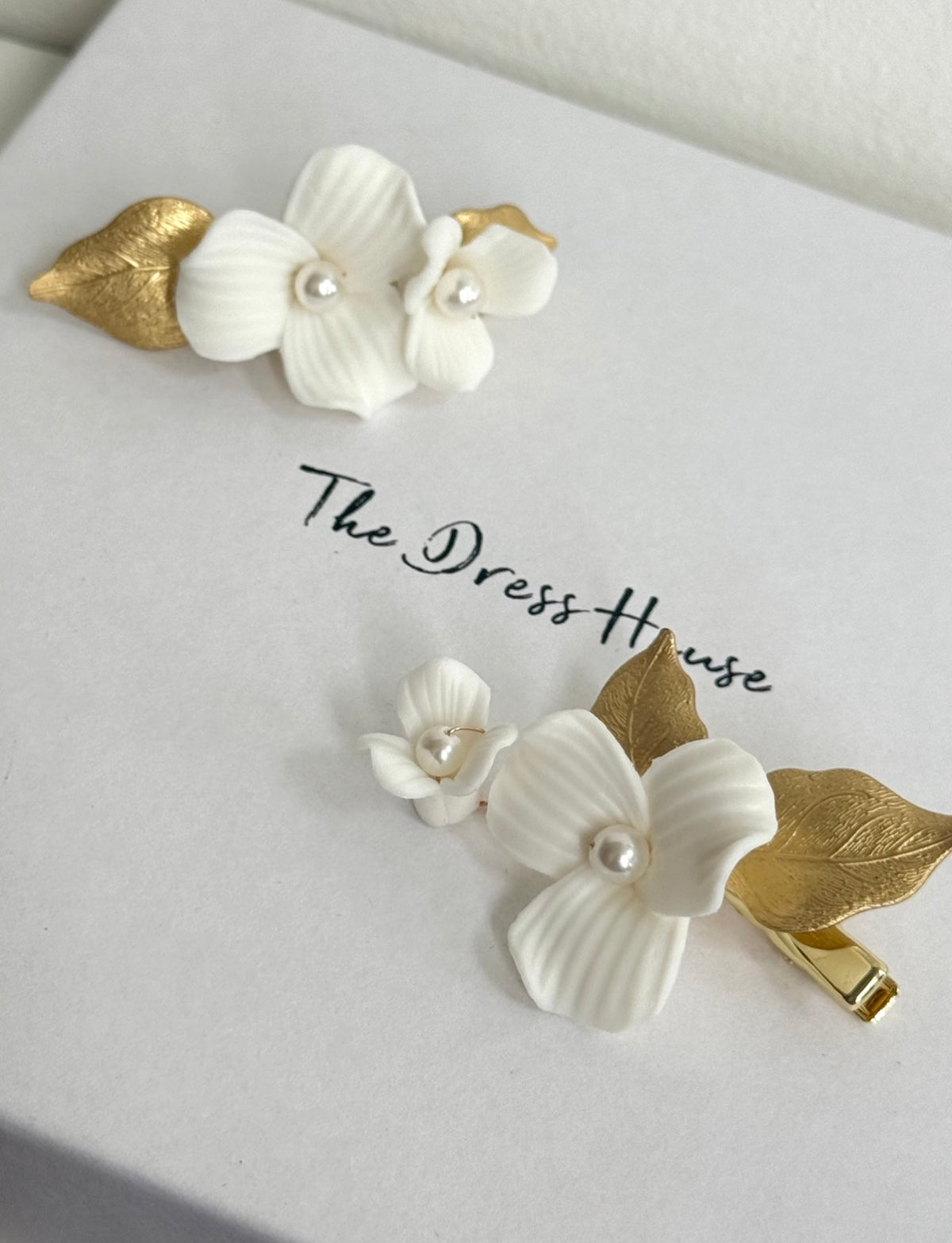 Flora - Gold Ceramic Hair Bridal Pins (pair)