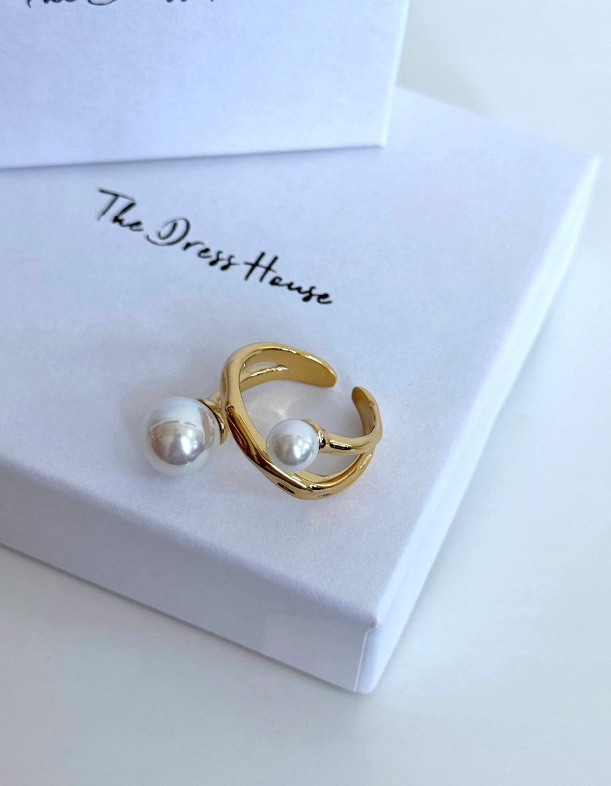 Kim - Gold Adjustable Pearl Ring
