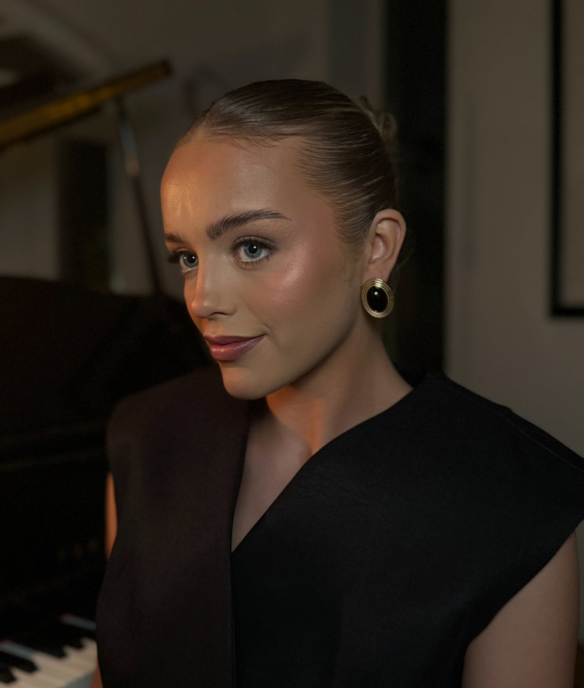 Allie - Black Gold Statement Stud Earring