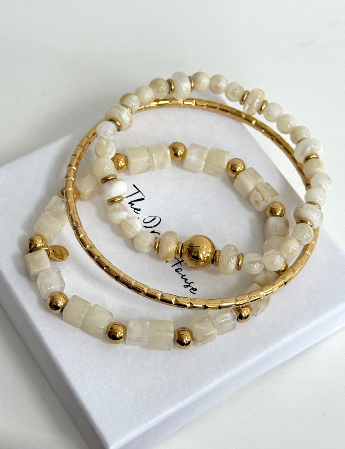 Pixie - Gold Cream Bracelet Set