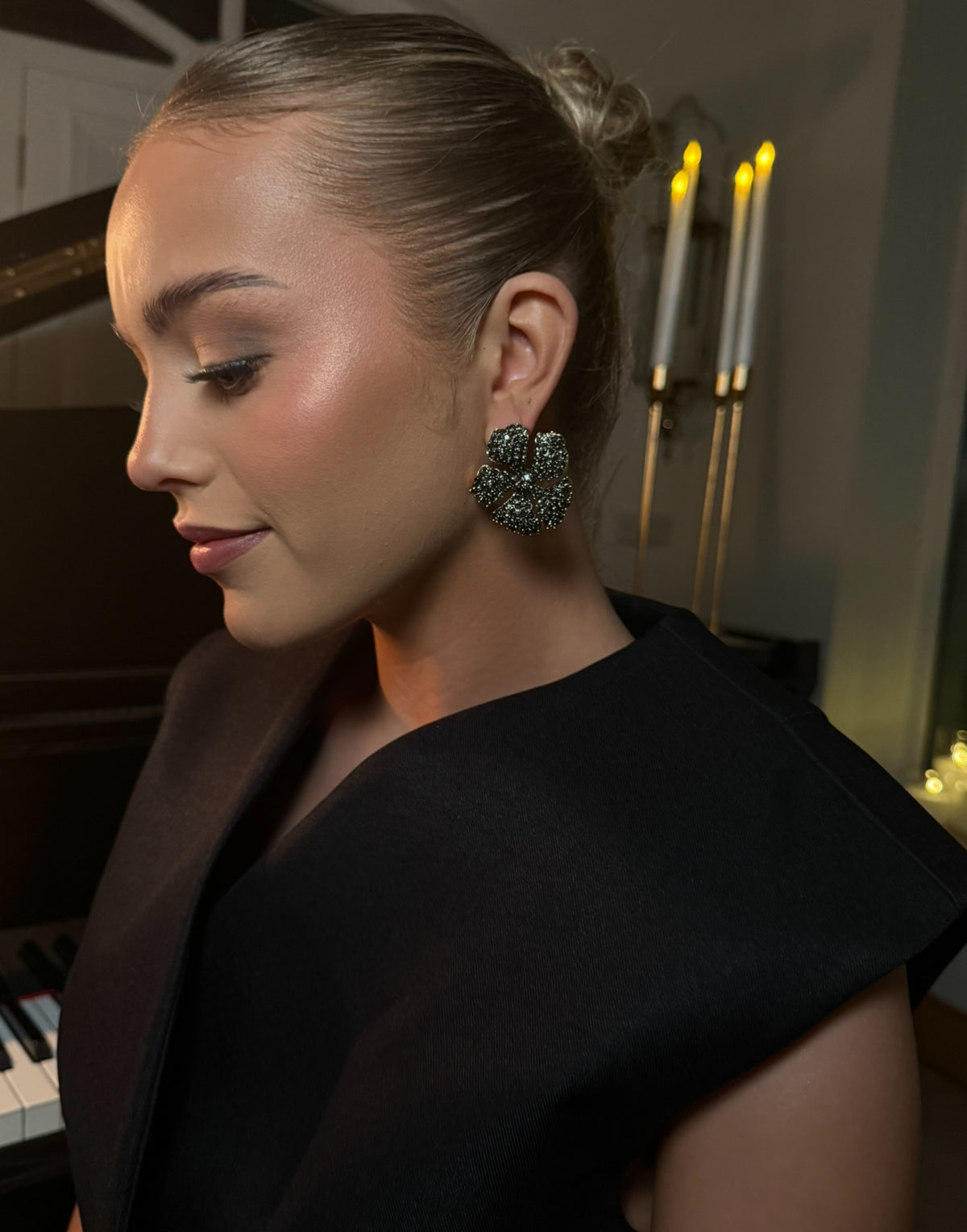 Kelsey - Gold Black Statement Earring