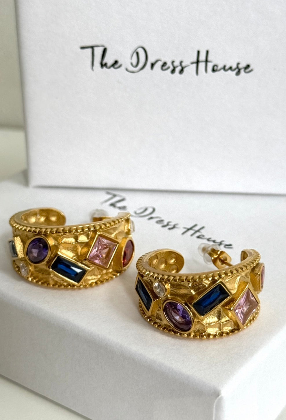 Violet - Gold Purple Hoop Earring