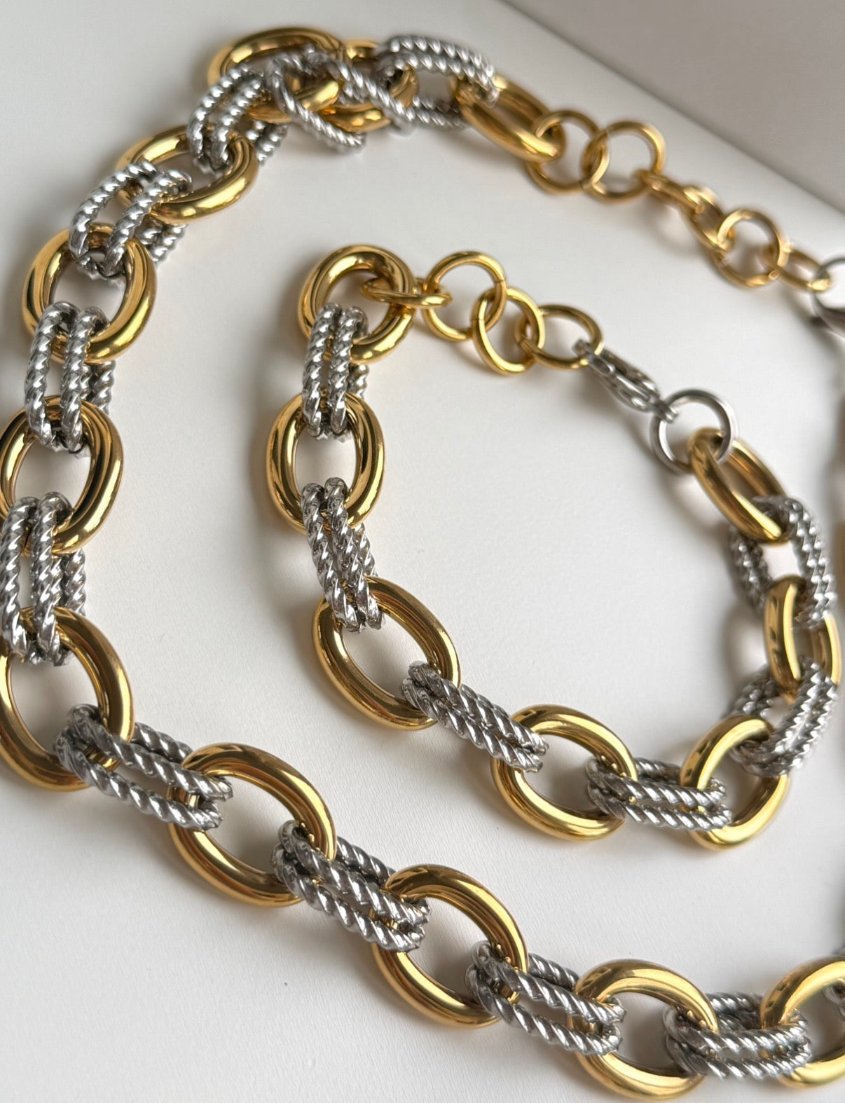 Izzy - Gold Silver Chunky Bracelet Necklace Set – The Dress House