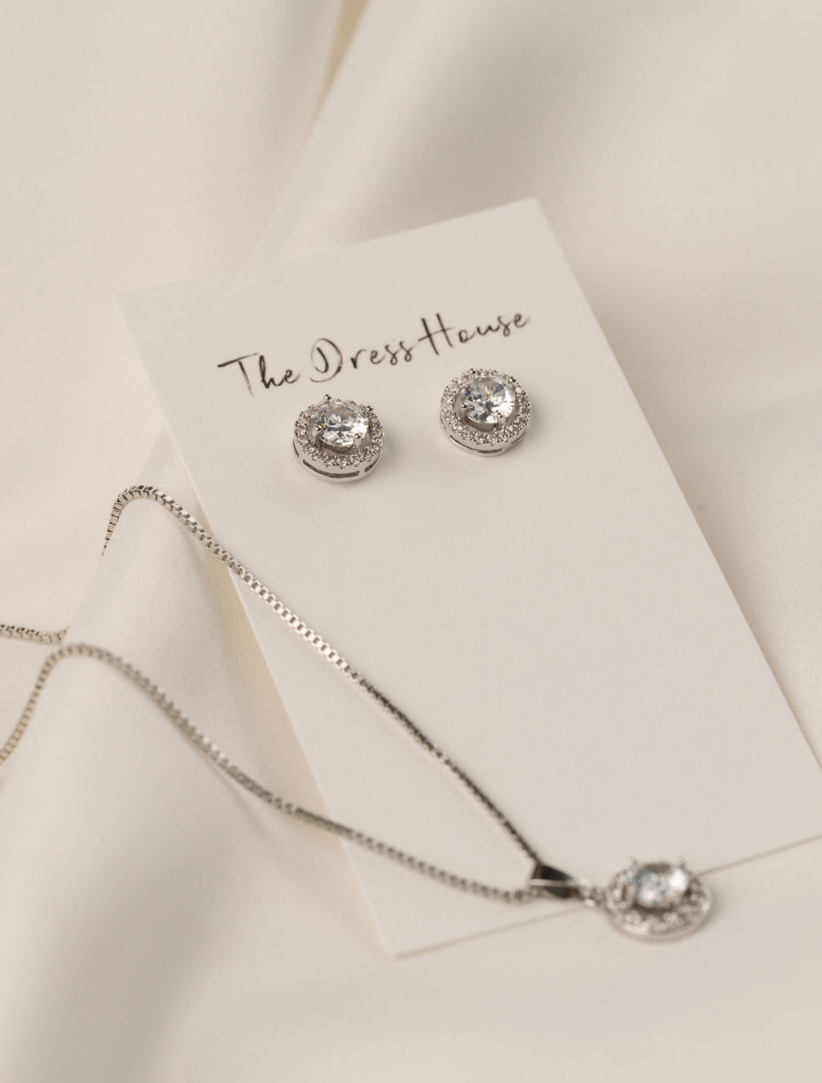 Dora - Silver Diamanté Necklace Earring Set