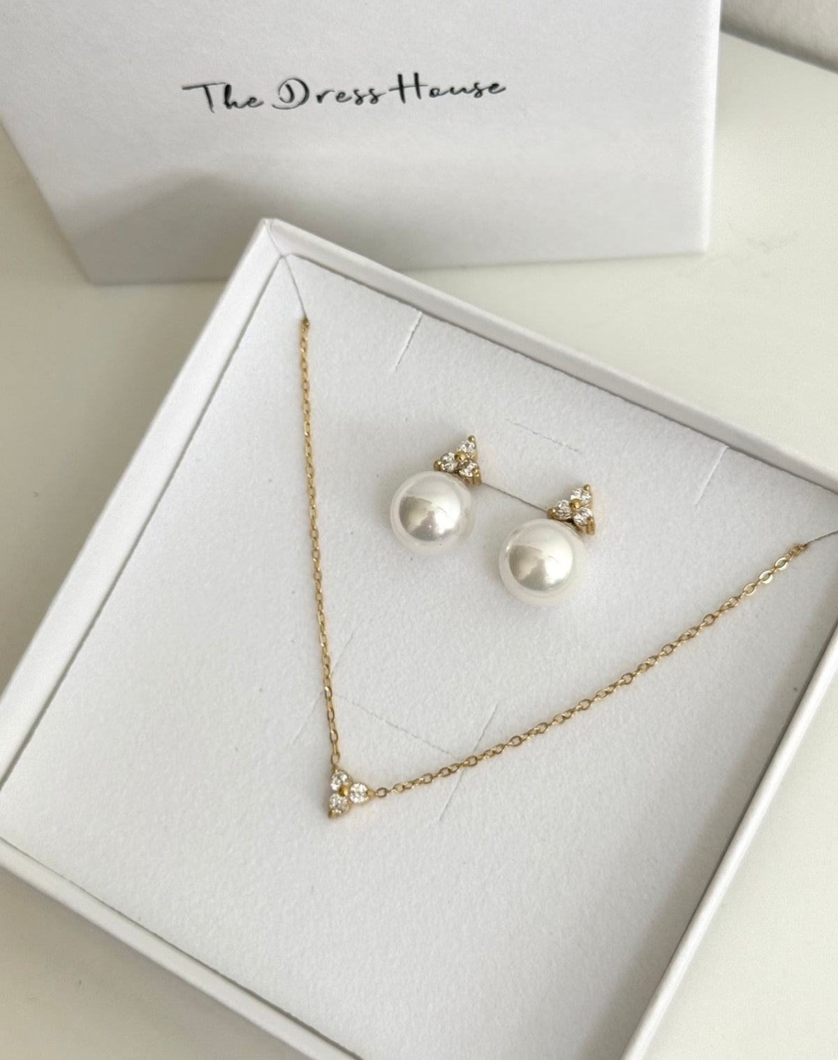Jasmine Amber - Gold Pearl Earrings Necklace Gift Set