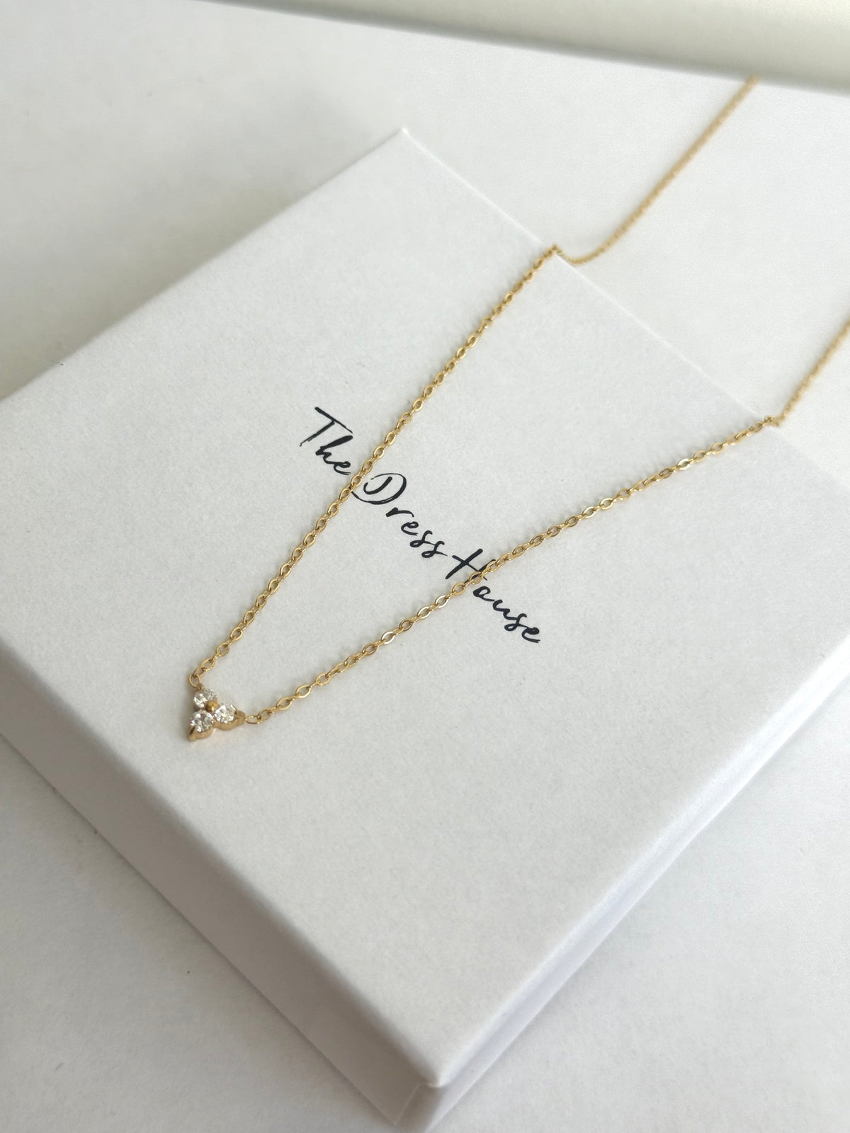 Amber - Triple Clover Gold Necklace