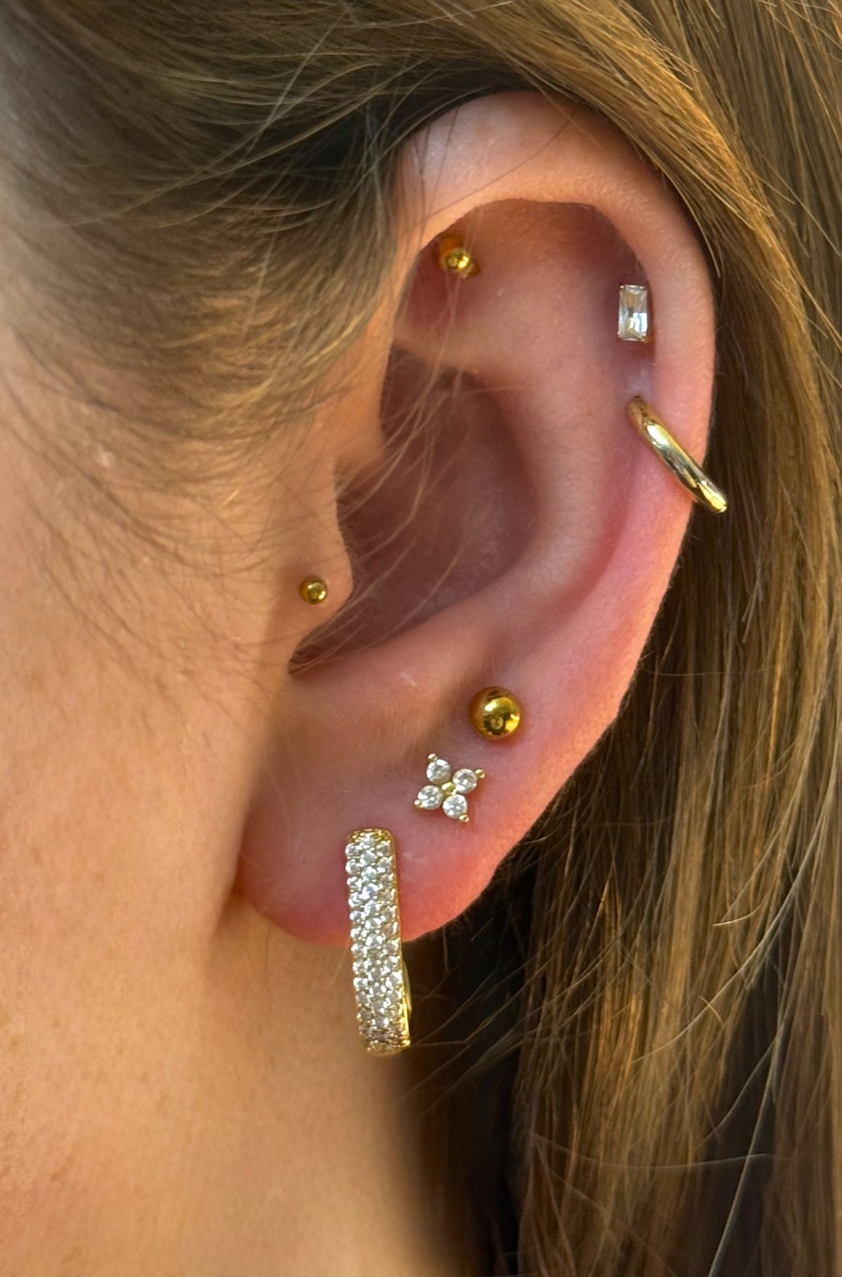 Allie Hoop & Amber Stacking Gold Earring Set